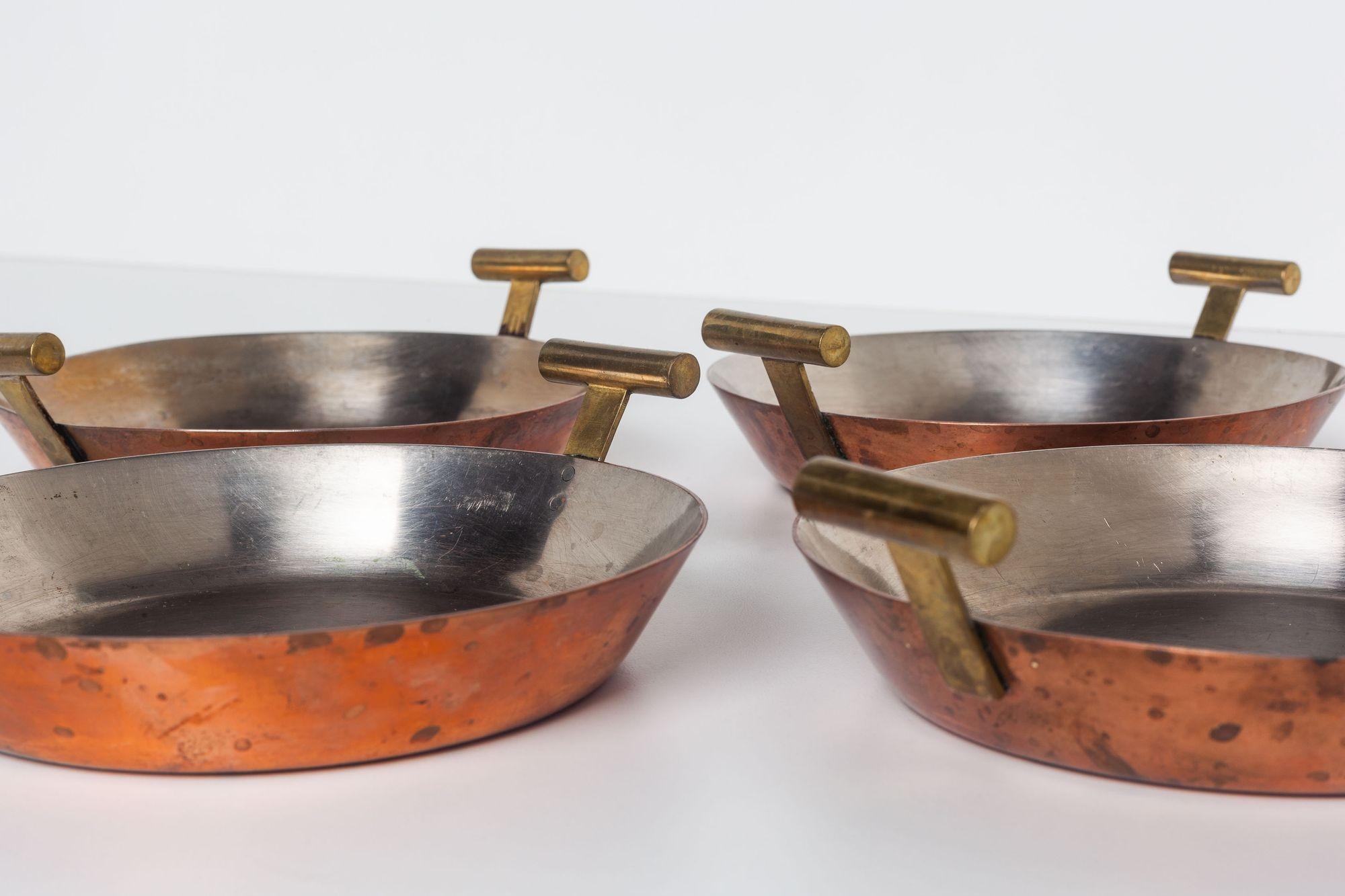 Austrian Carl Aubock Steel and Copper Egg Pans, Set of Four For Sale