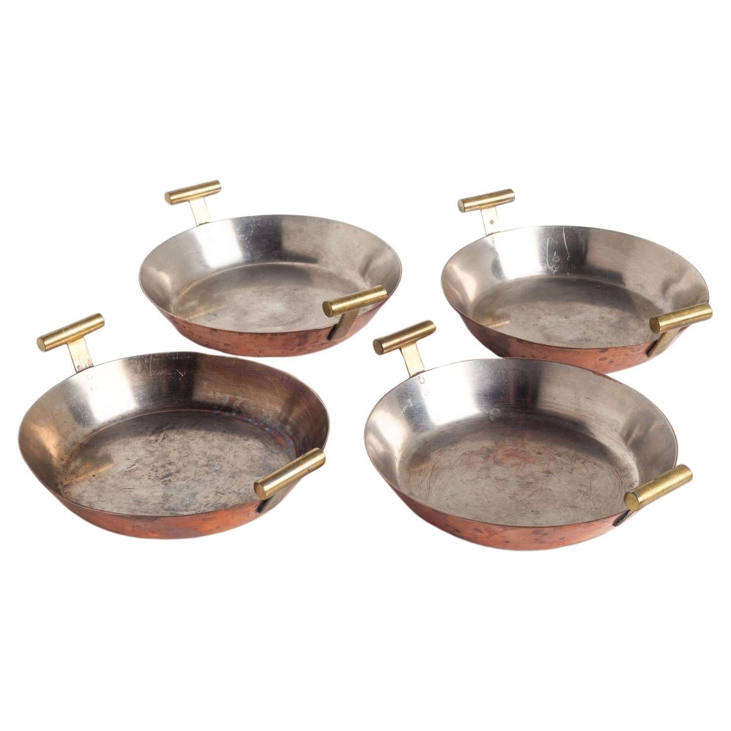 Carl Aubock Steel and Copper Egg Pans, Set of Four For Sale