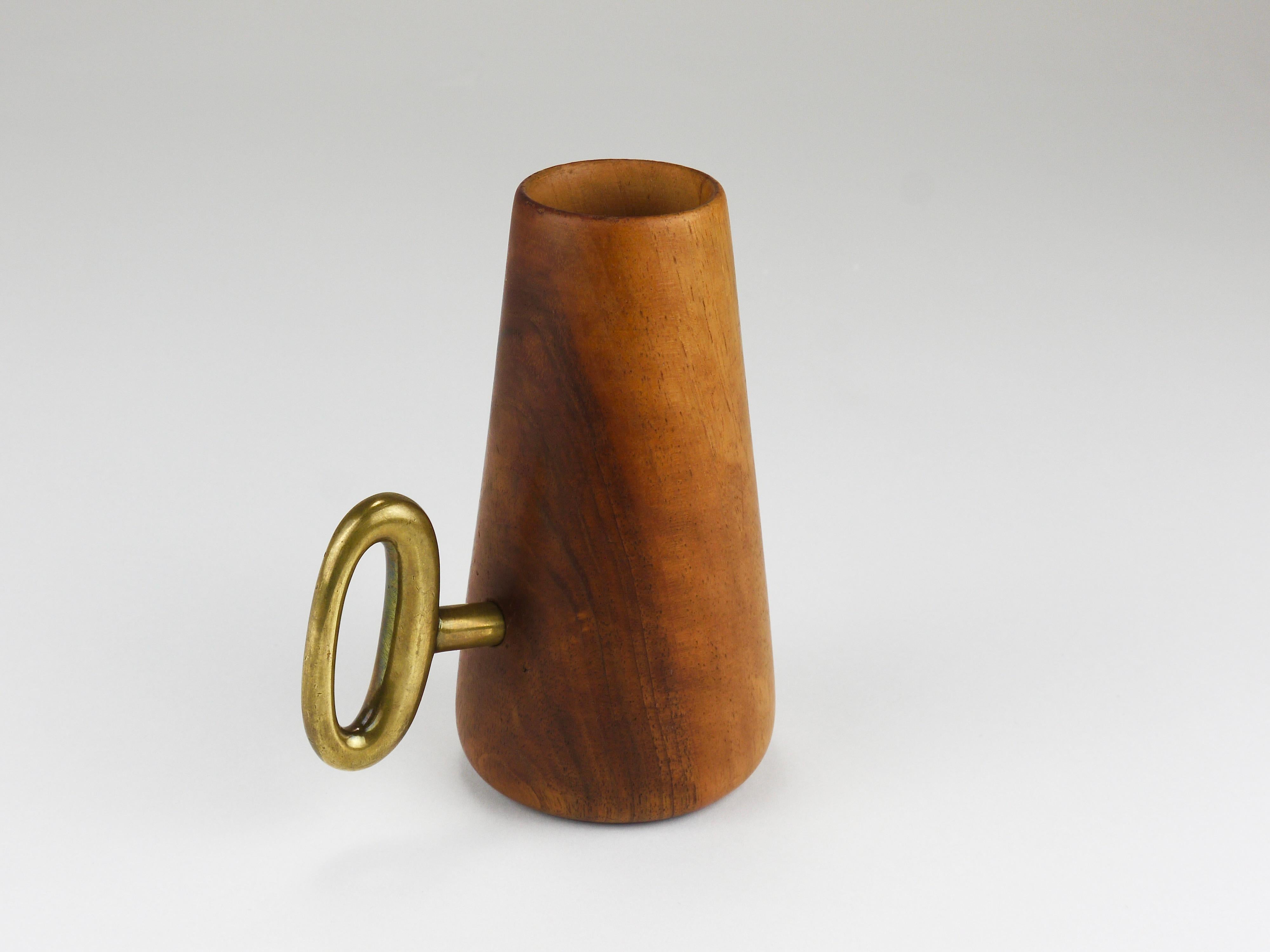 Carl Auböck Strohhalmhalter & Korkenzieher, Nussbaum & Messing, Österreich, Mitte des Jahrhunderts, 1950 im Angebot 9