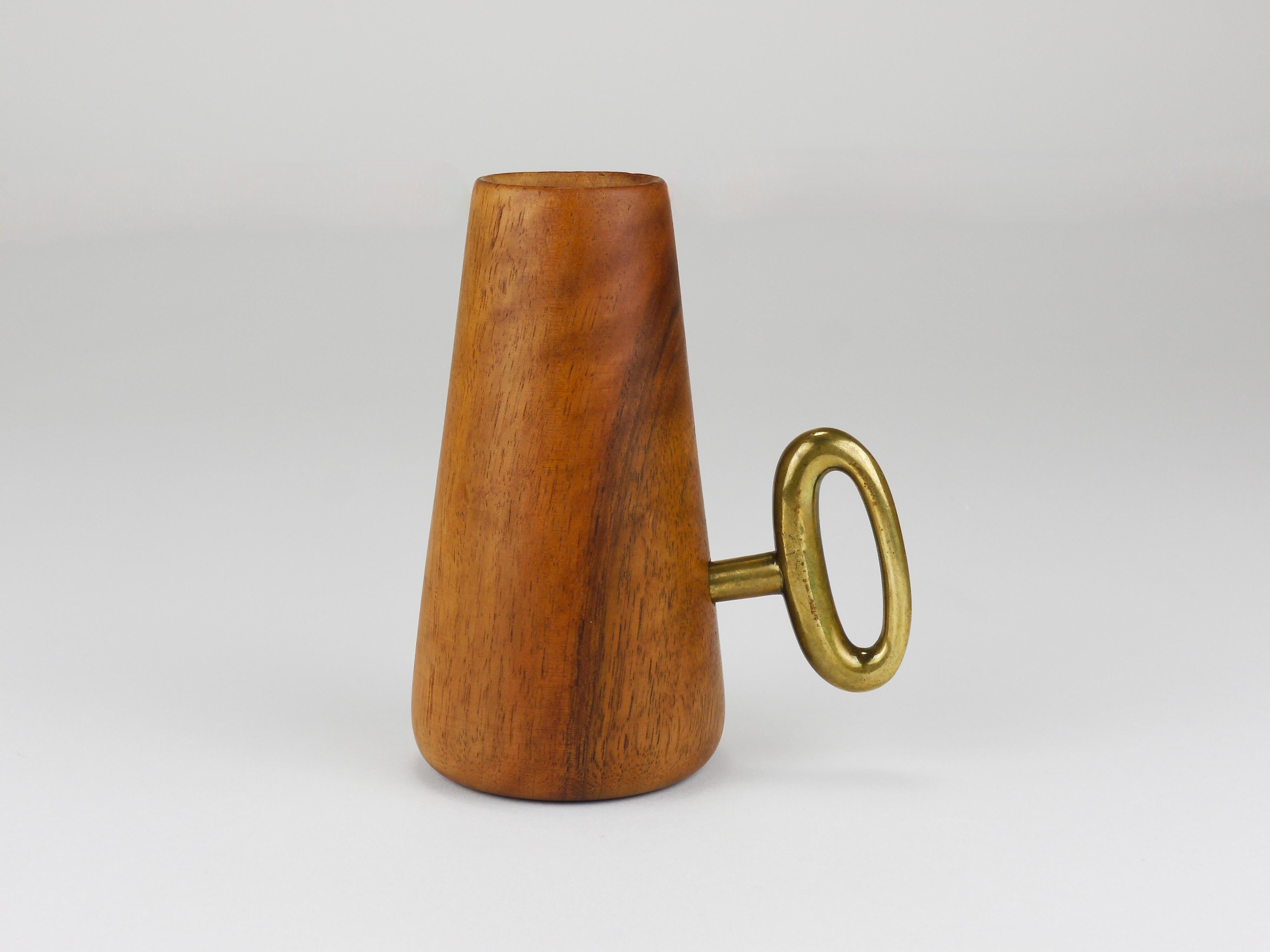Carl Auböck Strohhalmhalter & Korkenzieher, Nussbaum & Messing, Österreich, Mitte des Jahrhunderts, 1950 (Moderne der Mitte des Jahrhunderts) im Angebot