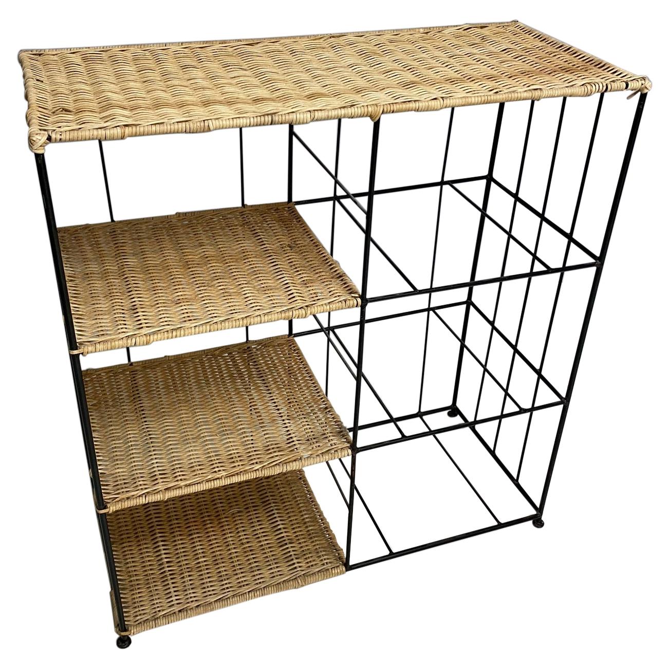 Midcentury Rattan Étagère, Shelf, 1950s, Austria