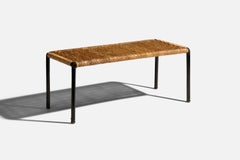 Carl Auböck, Tables or Small Benches, Rattan Black Lacquered Metal Austria 1950s