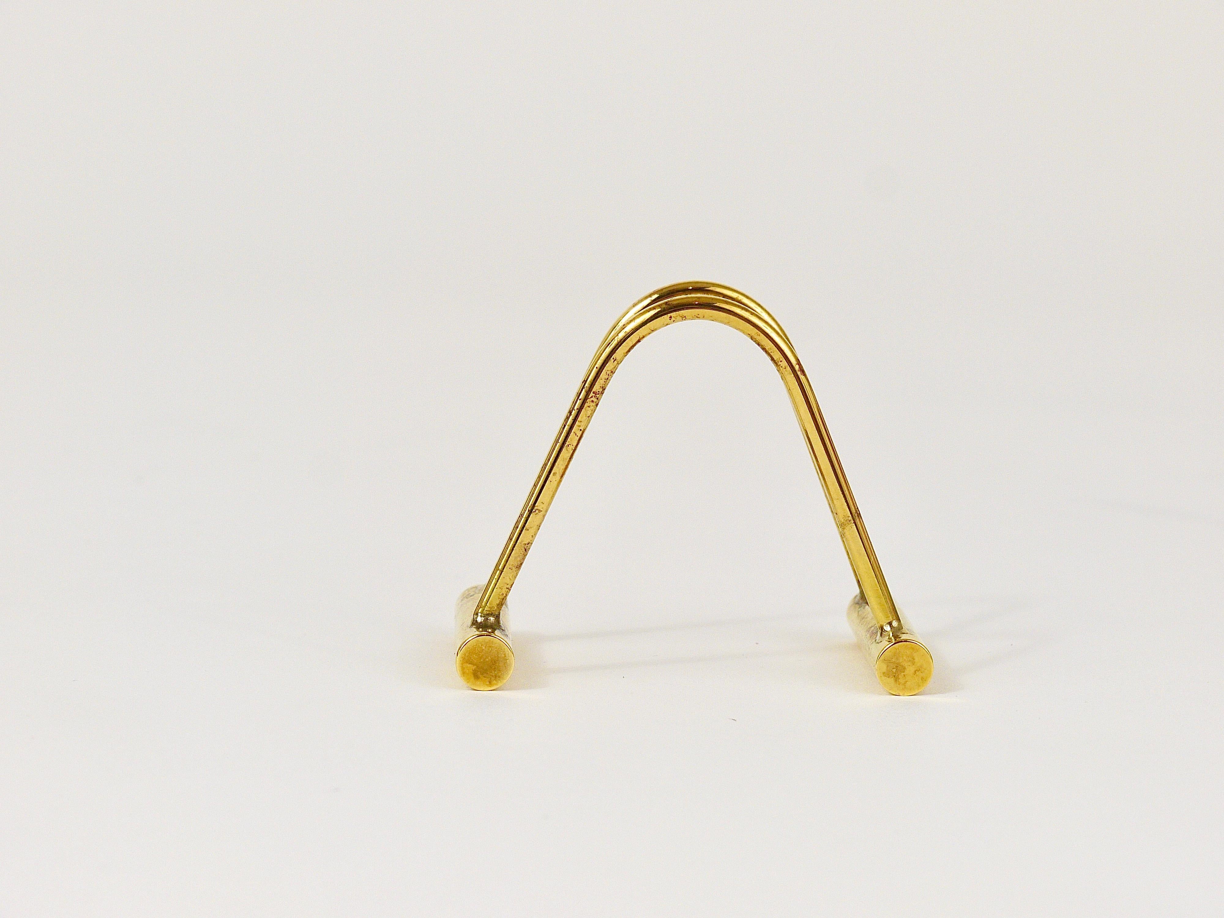 20th Century Carl Auböck Up to Three Midcentury Polished Brass Card Holder, Austria, 1950s For Sale