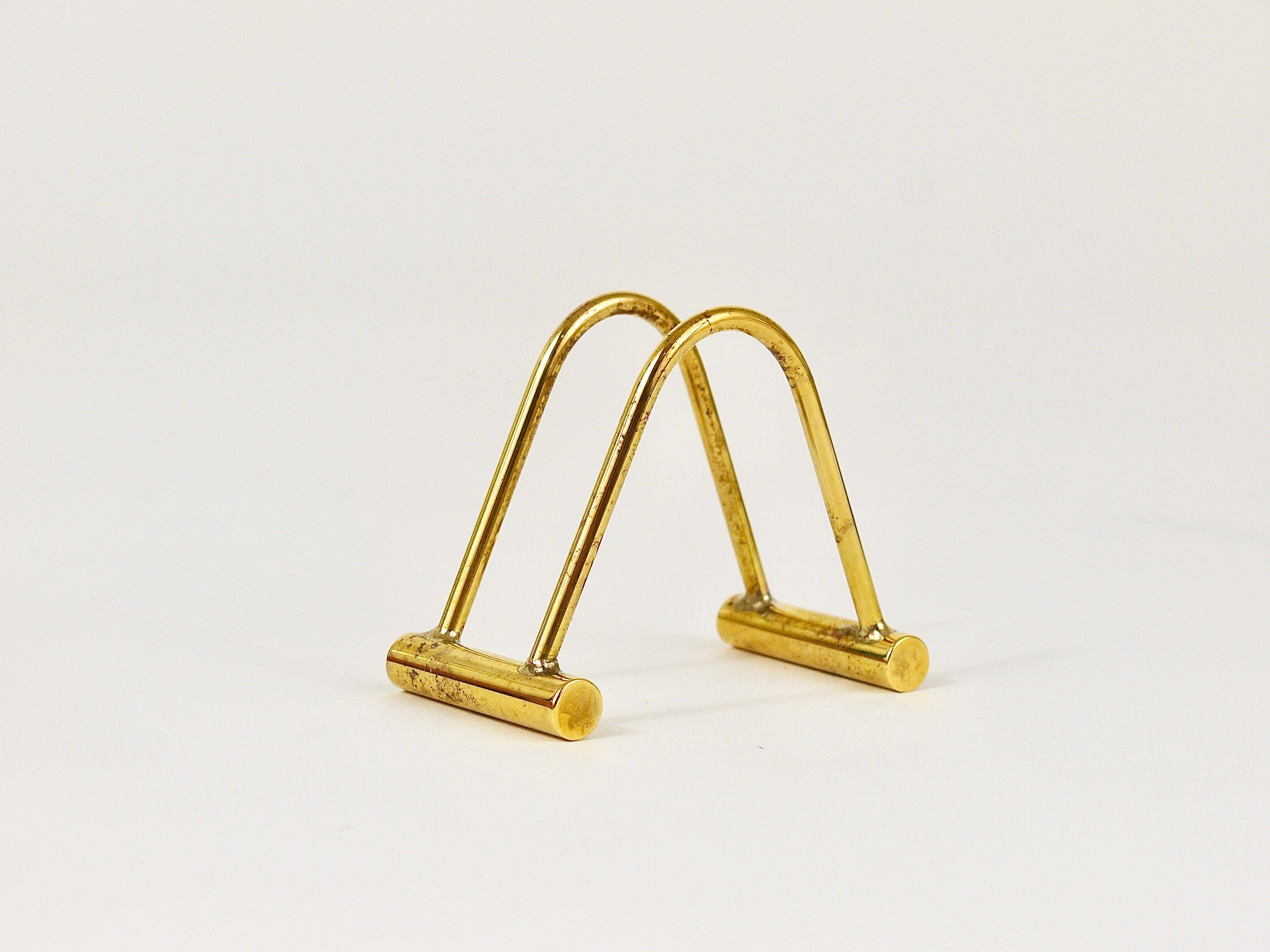 Carl Auböck Up to Three Midcentury Polished Brass Card Holder, Austria, 1950s For Sale 1
