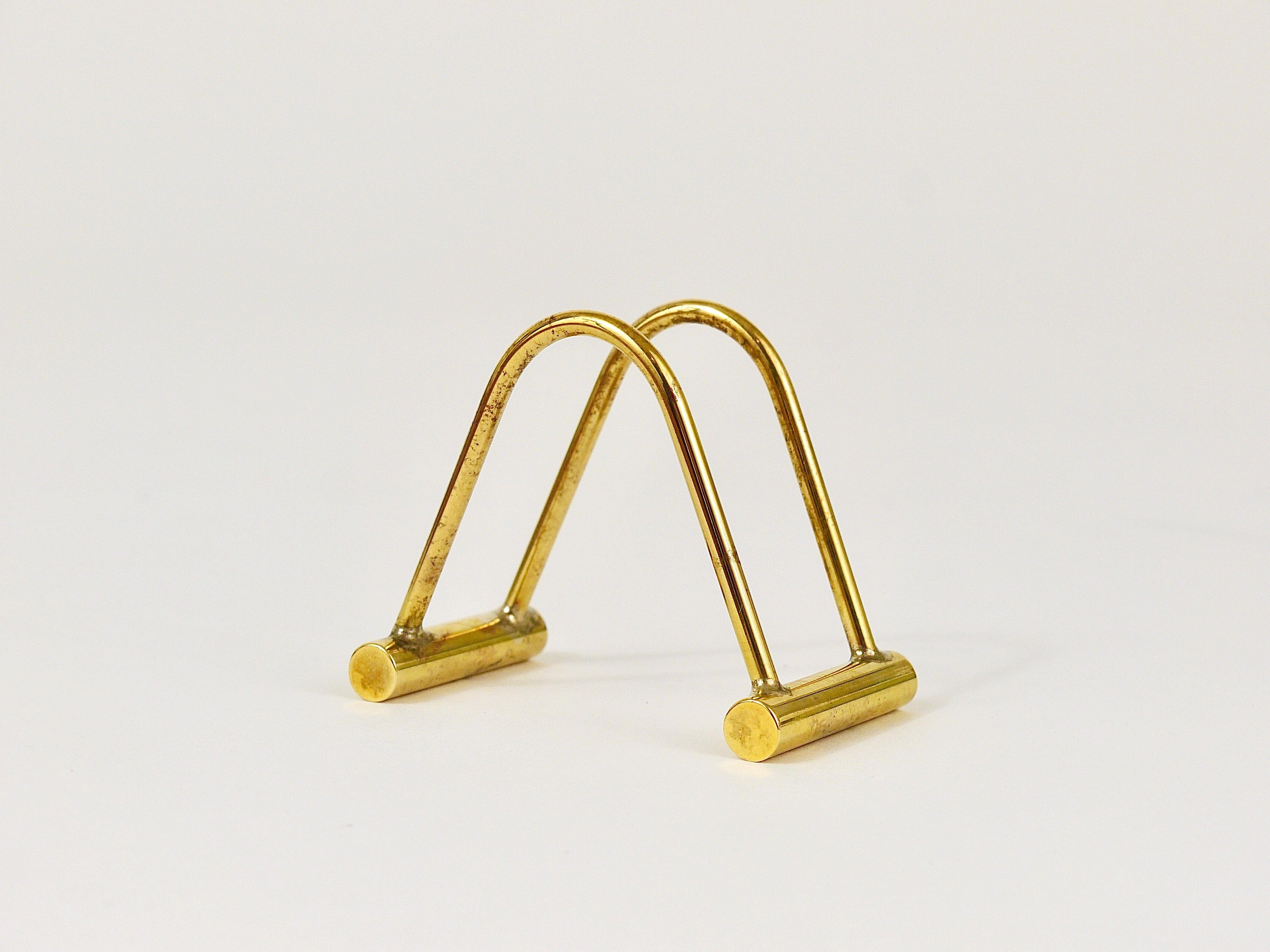Carl Auböck Up to Three Midcentury Polished Brass Card Holder, Austria, 1950s For Sale 2