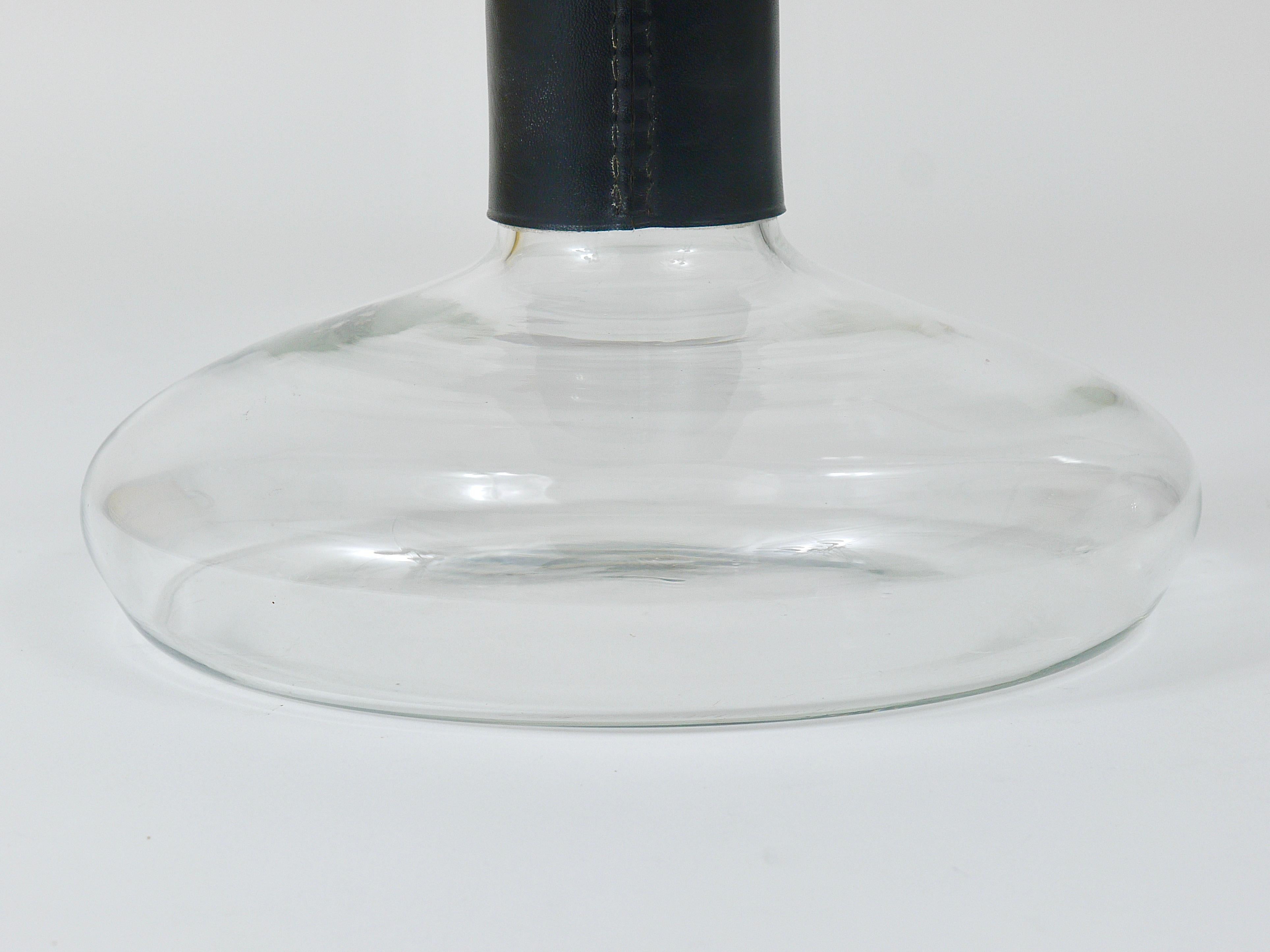 Carl Aubock Vase or Decanter with Black Leather Top, Midcentury, Austria, 1950s For Sale 4