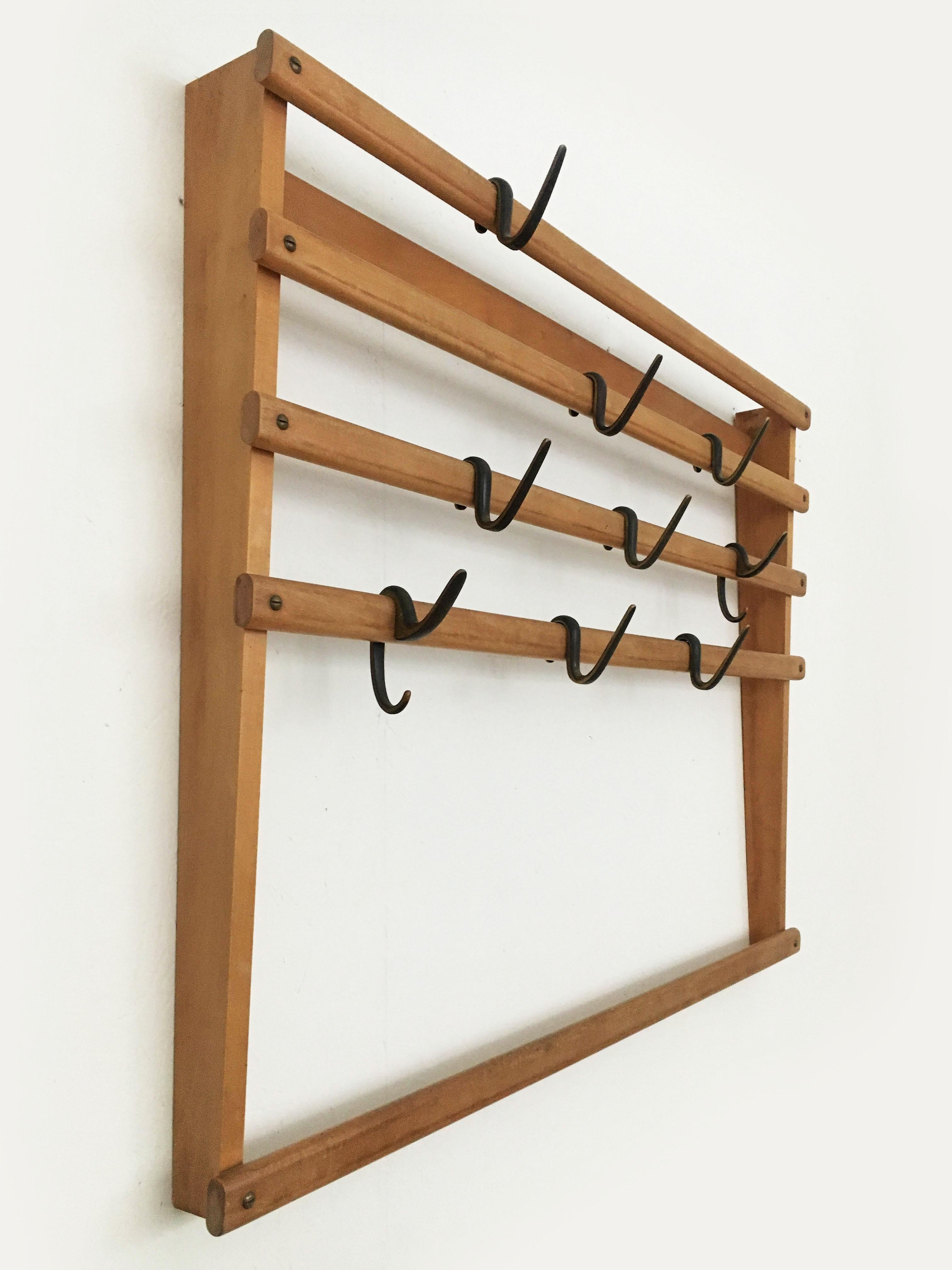 Carl Auböck Wall Mounted Coat Rack, Austria, 1950s In Good Condition In Vienna, AT
