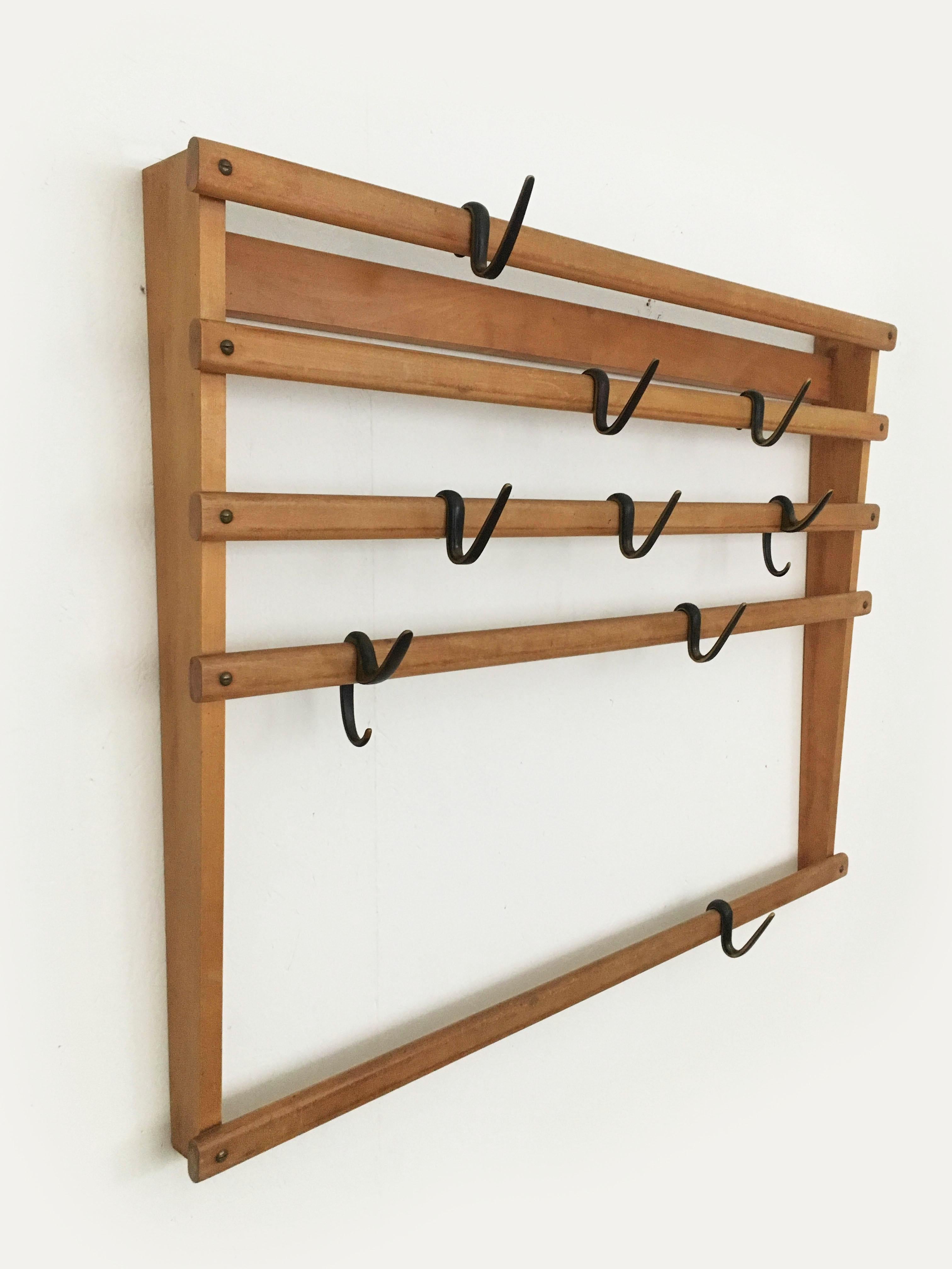 Carl Auböck Wall Mounted Coat Rack, Austria, 1950s 1