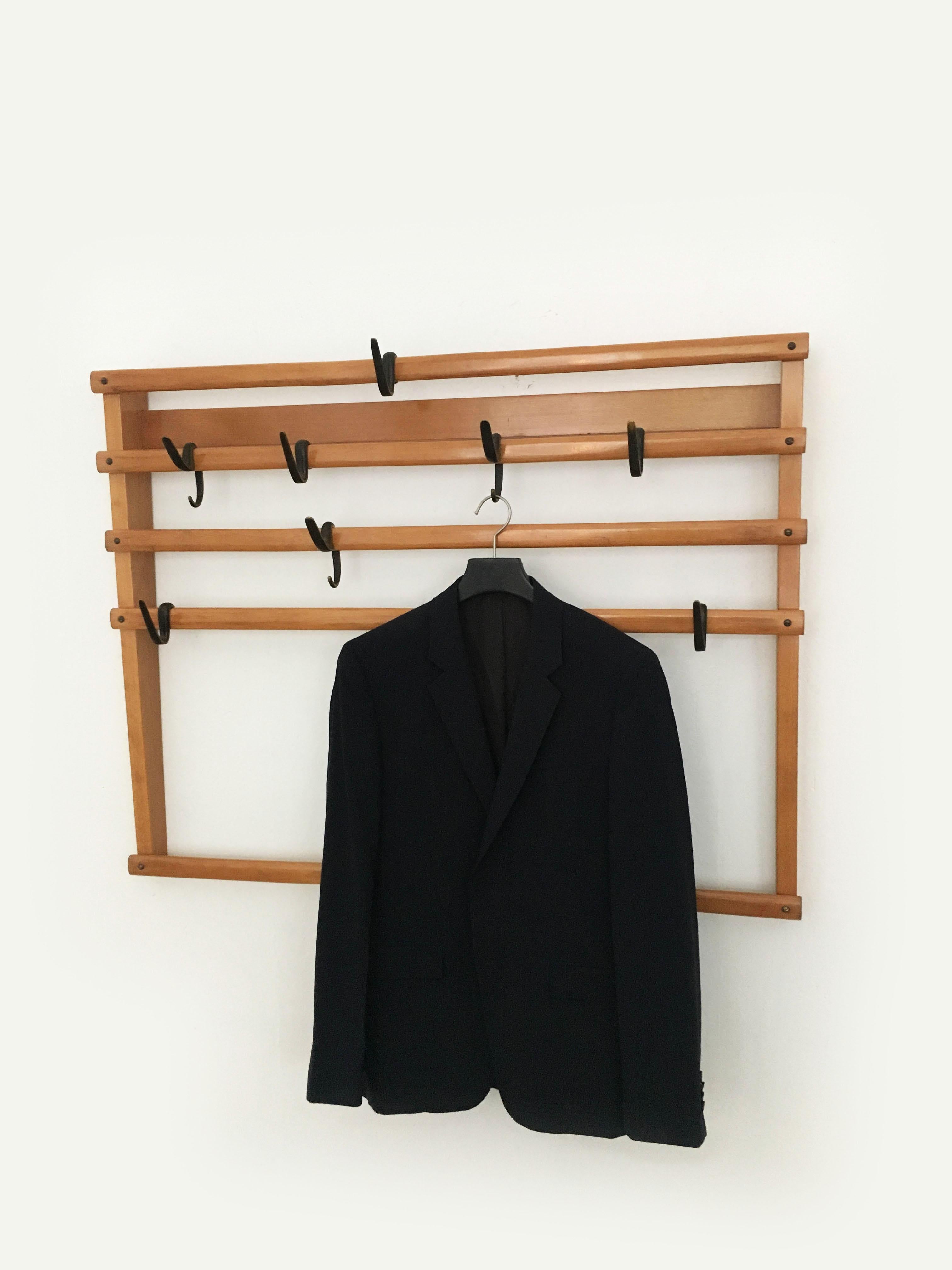 Carl Auböck II. Wall-Mounted Coat Rack Wardrobe, Austria 1960s For Sale 2