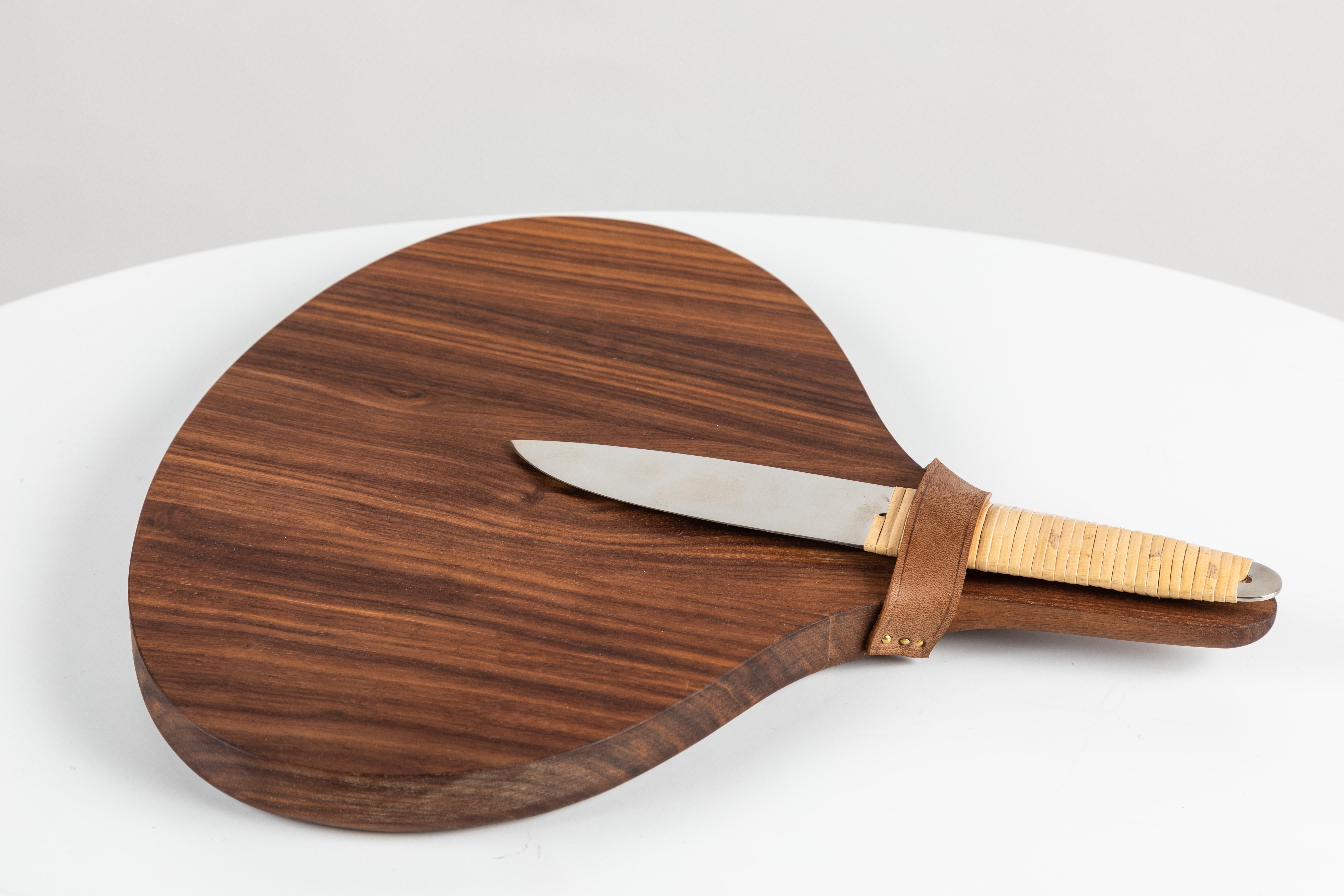 Mid-Century Modern Carl Auböck Walnut Board and Cheese Knife For Sale