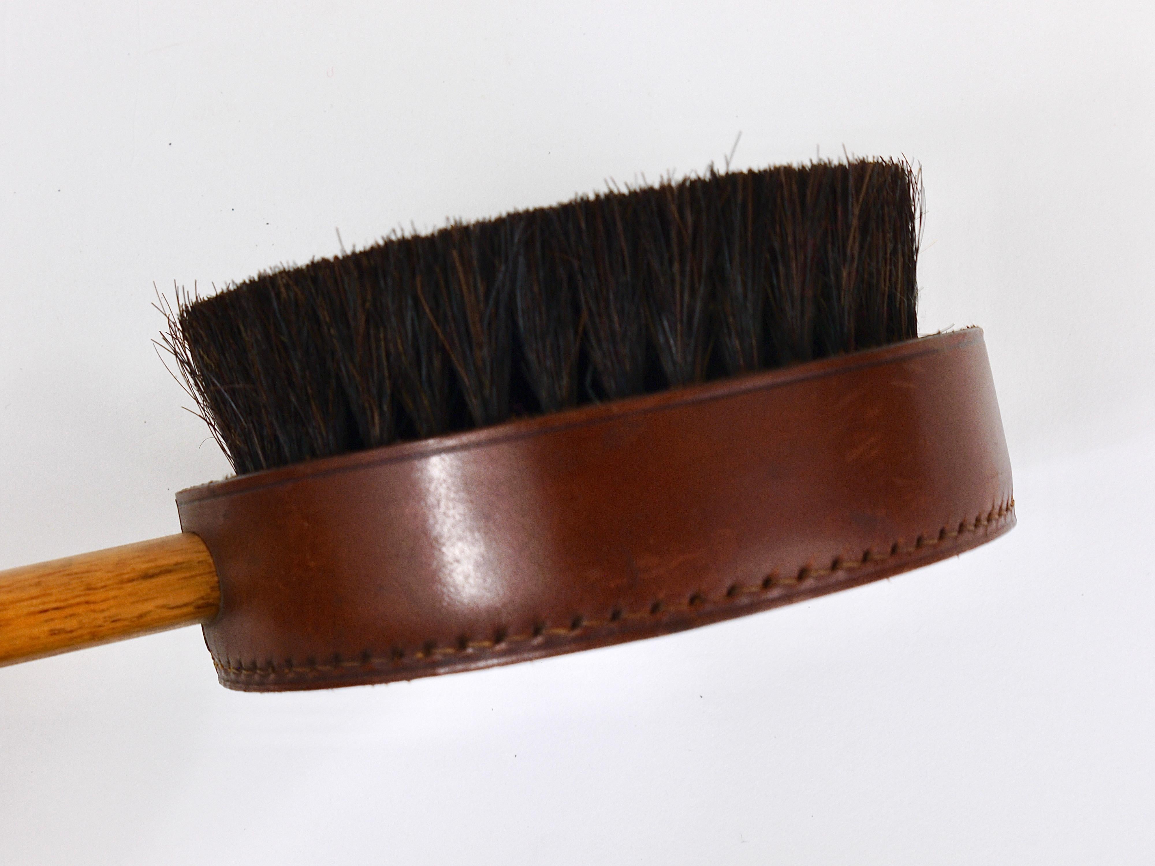 Carl Aubock Walnut & Leather Hand Mirror & Clothes Brush, Austria, 1950s For Sale 14