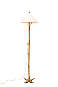 Carl Auböck „X“ Floor Lamp Model No. 3740 circa 1940 Brass Bamboo Midcentury