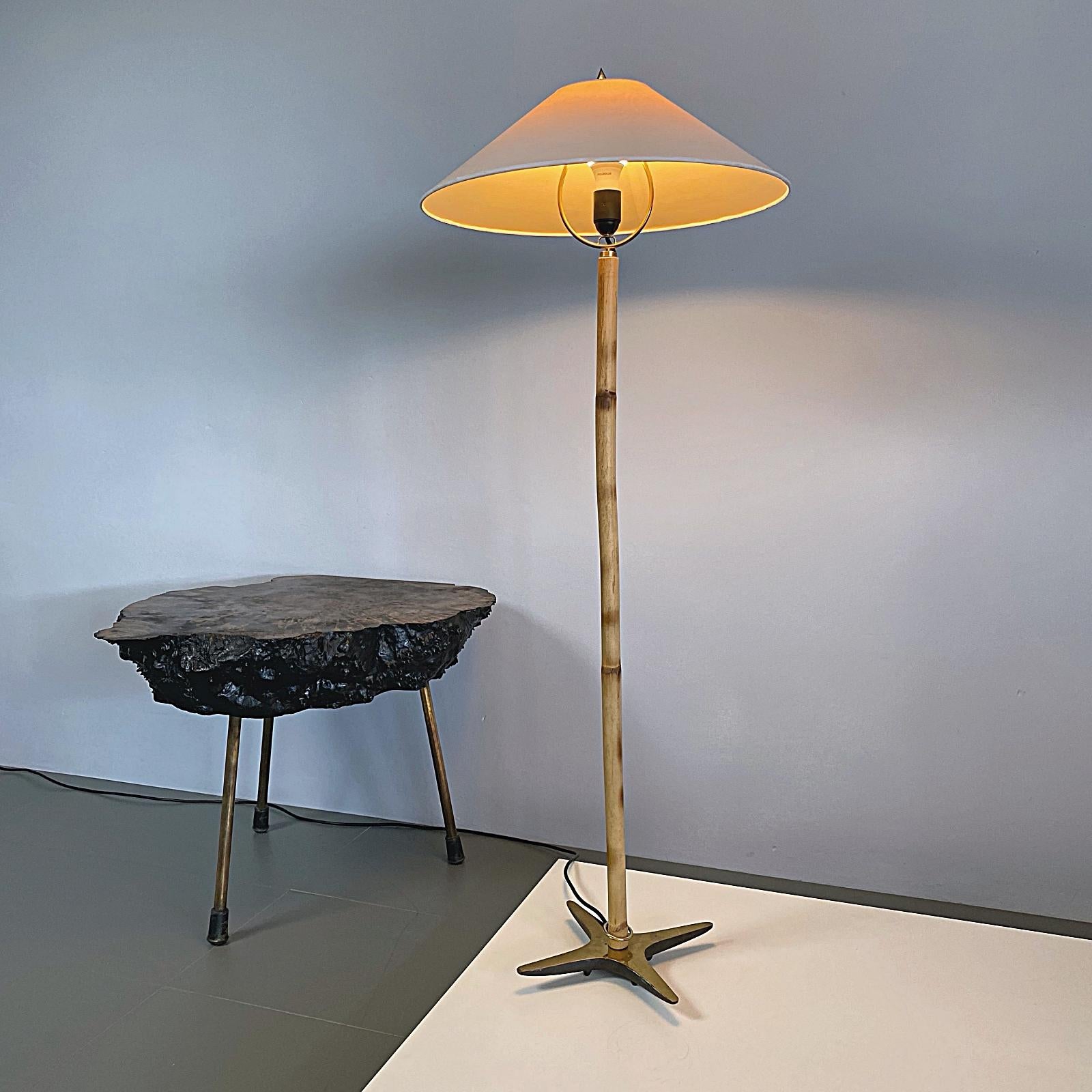 Carl Auböck X-Lamp, Midcentury Bamboo and Brass Floor Lamp, 1970s, Austria For Sale 3