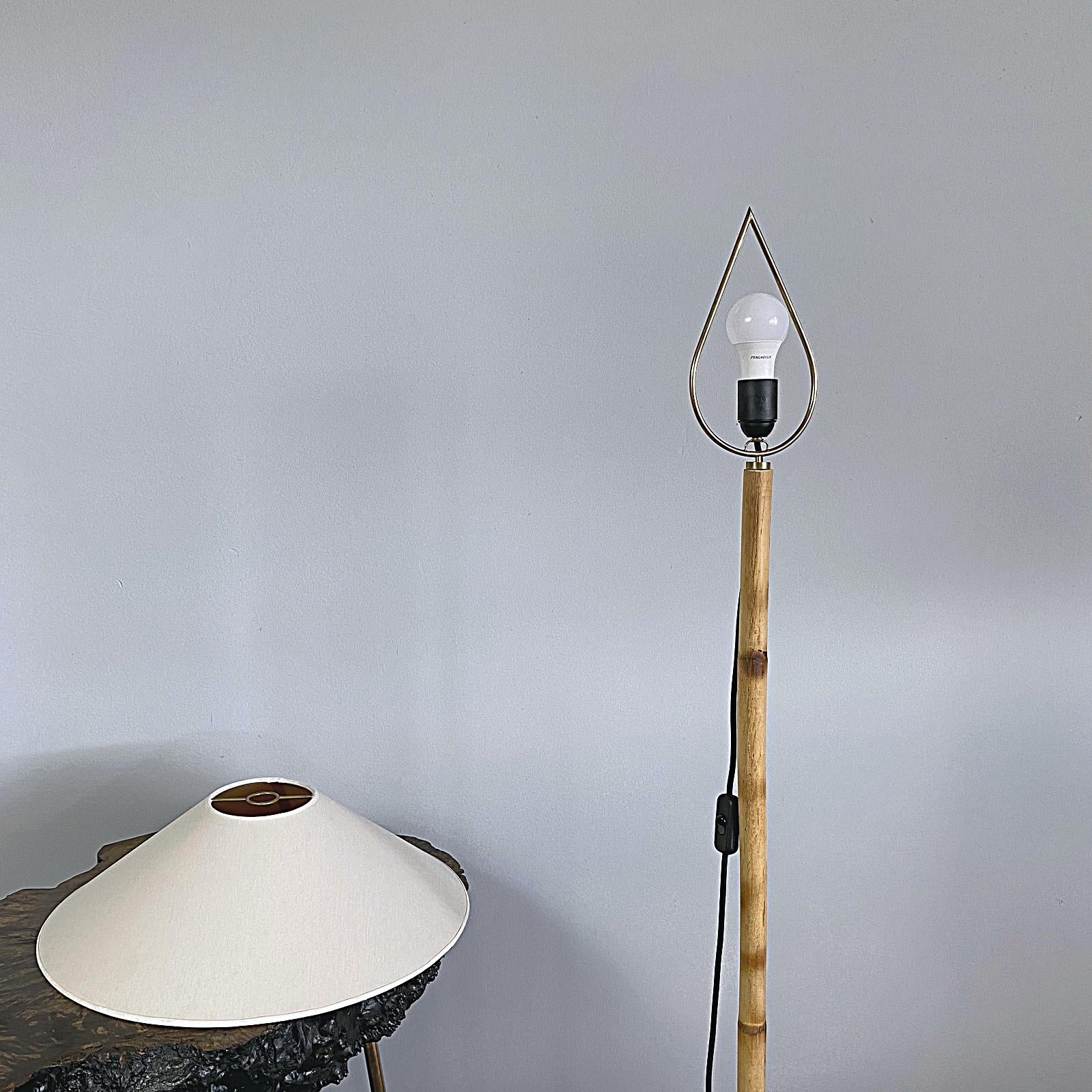 Carl Auböck X-Lamp, Midcentury Bamboo and Brass Floor Lamp, 1970s, Austria 5