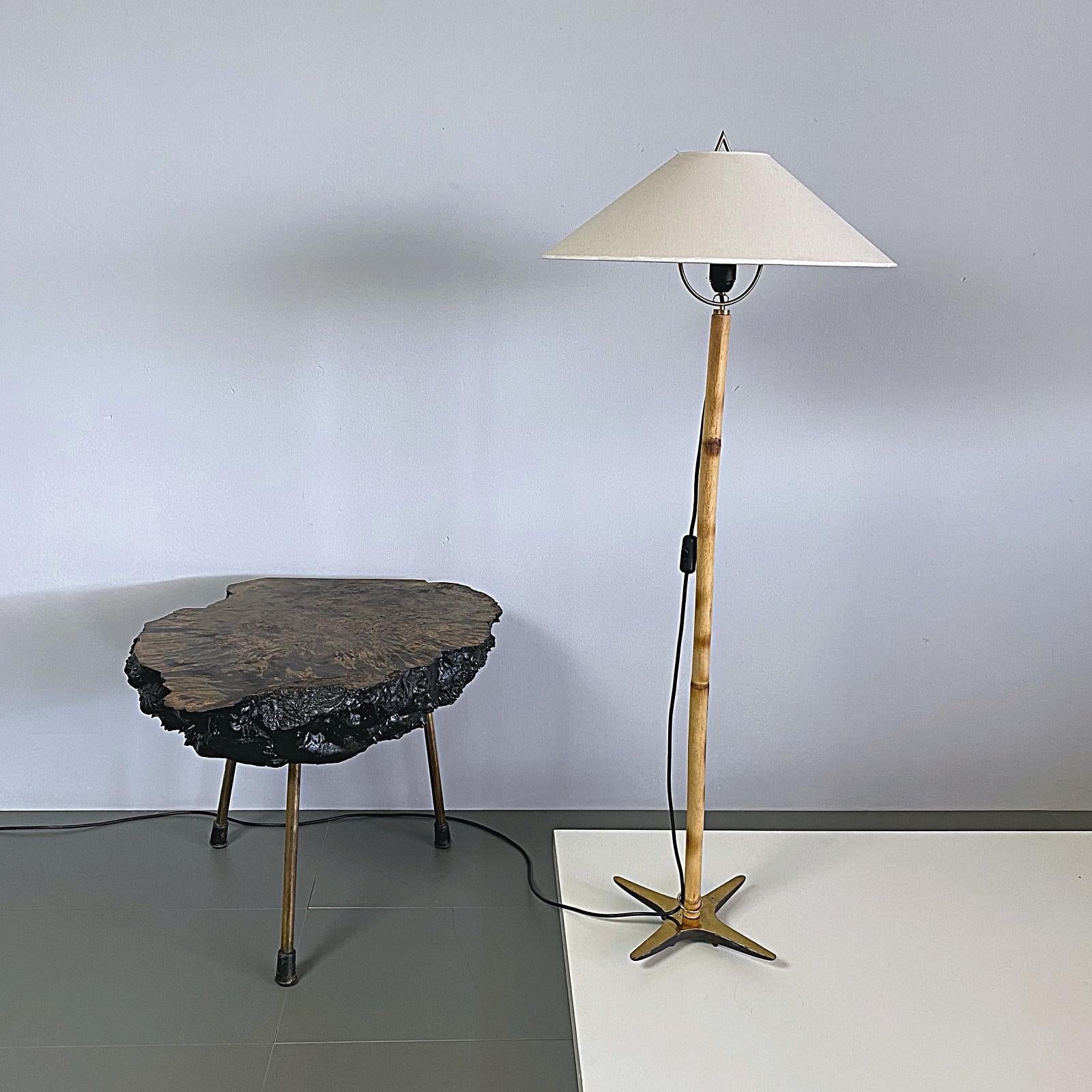 Mid-Century Modern Carl Auböck X-Lamp, Midcentury Bamboo and Brass Floor Lamp, 1970s, Austria For Sale