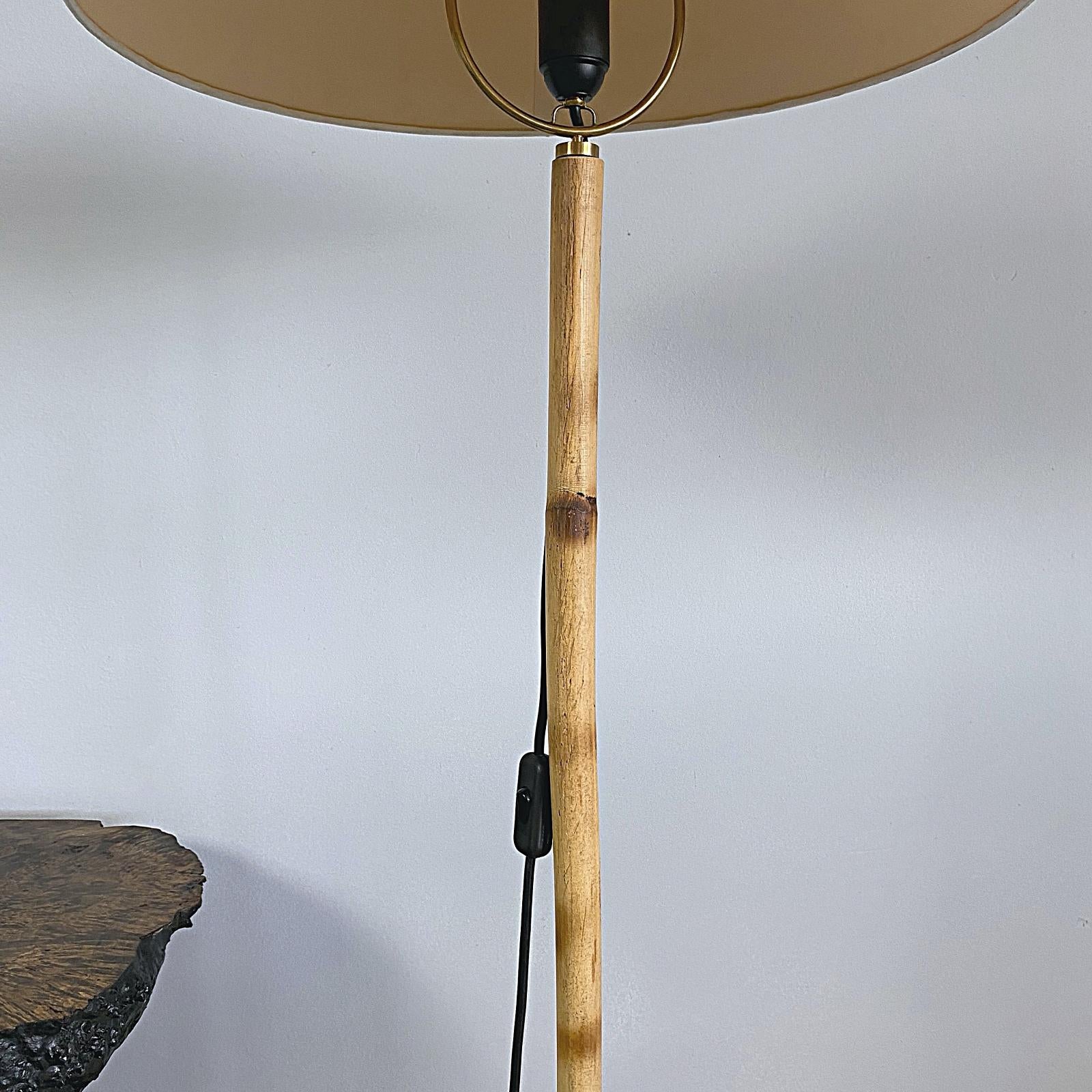 Carl Auböck X-Lamp, Midcentury Bamboo and Brass Floor Lamp, 1970s, Austria For Sale 1