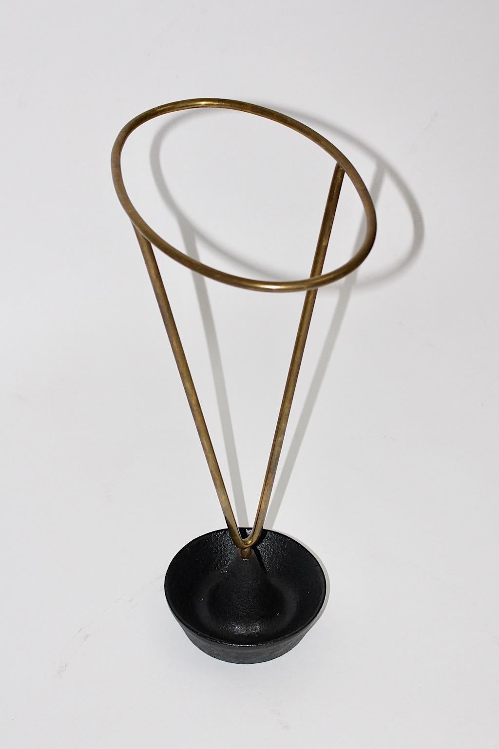 Carl Auböck Mid-Century Modern Vintage Brass Black Umbrella Stand 1950s Austria 8