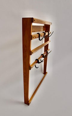 Carl Auböck Vintage Beech Brass Coat Rack or Coat Stand, Austria, 1950s