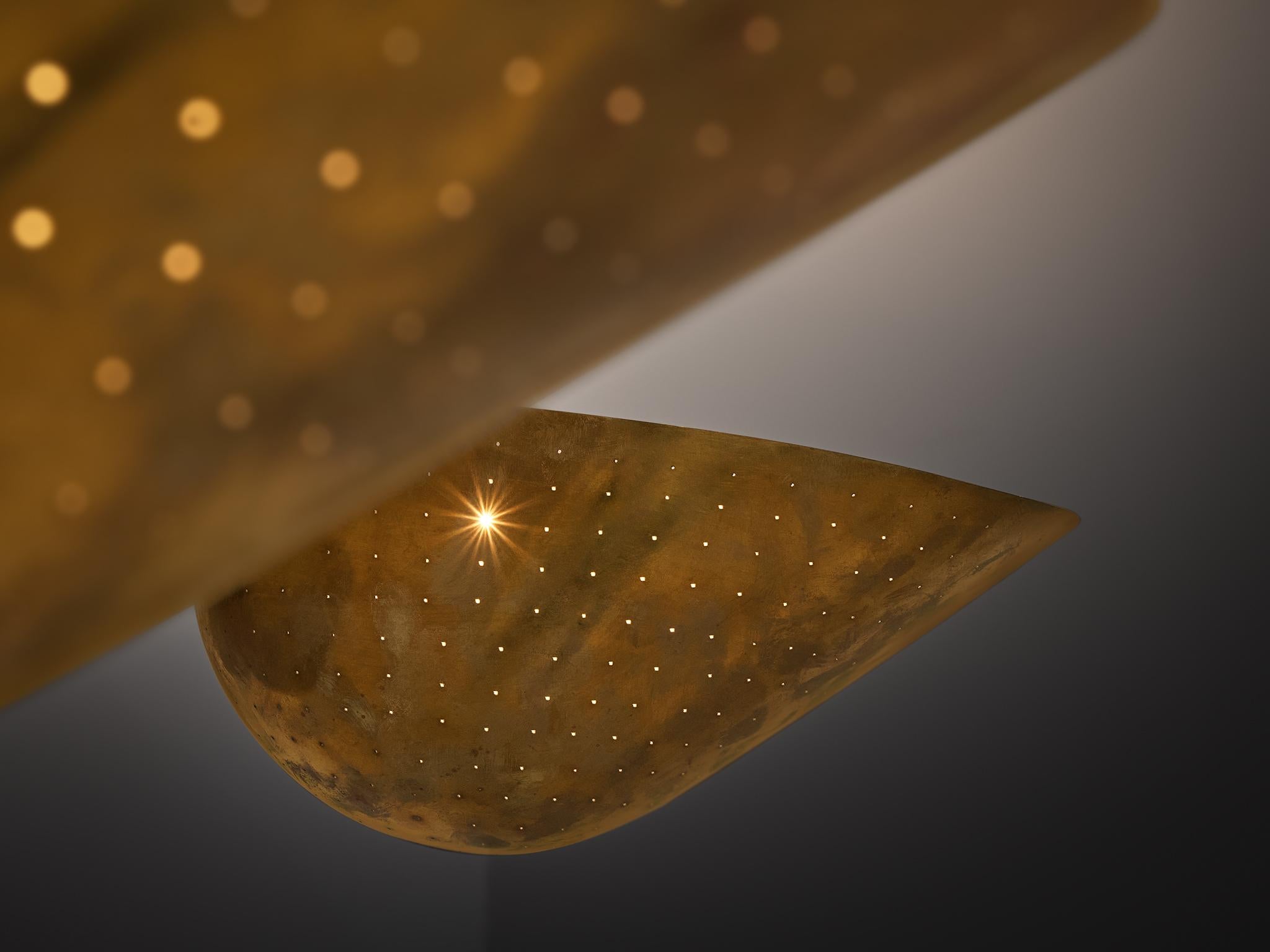 Carl-Axel Acking '5019' Wall Lights in Perforated Brass For Sale at 1stDibs