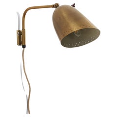 Carl-Axel Acking 'Attributed', Adjustable Wall Light, Brass, Sweden 1940s