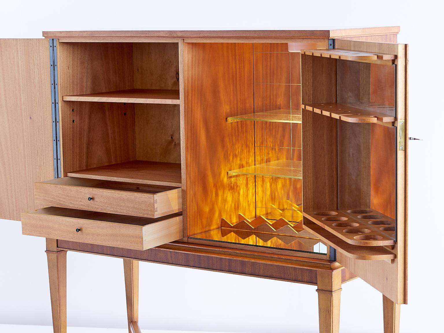 Carl-Axel Acking Attributed Bar Cabinet with Geometric Mahogany Inlay, 1940s 4