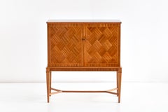 Carl-Axel Acking Attributed Bar Cabinet with Geometric Mahogany Inlay, 1940s