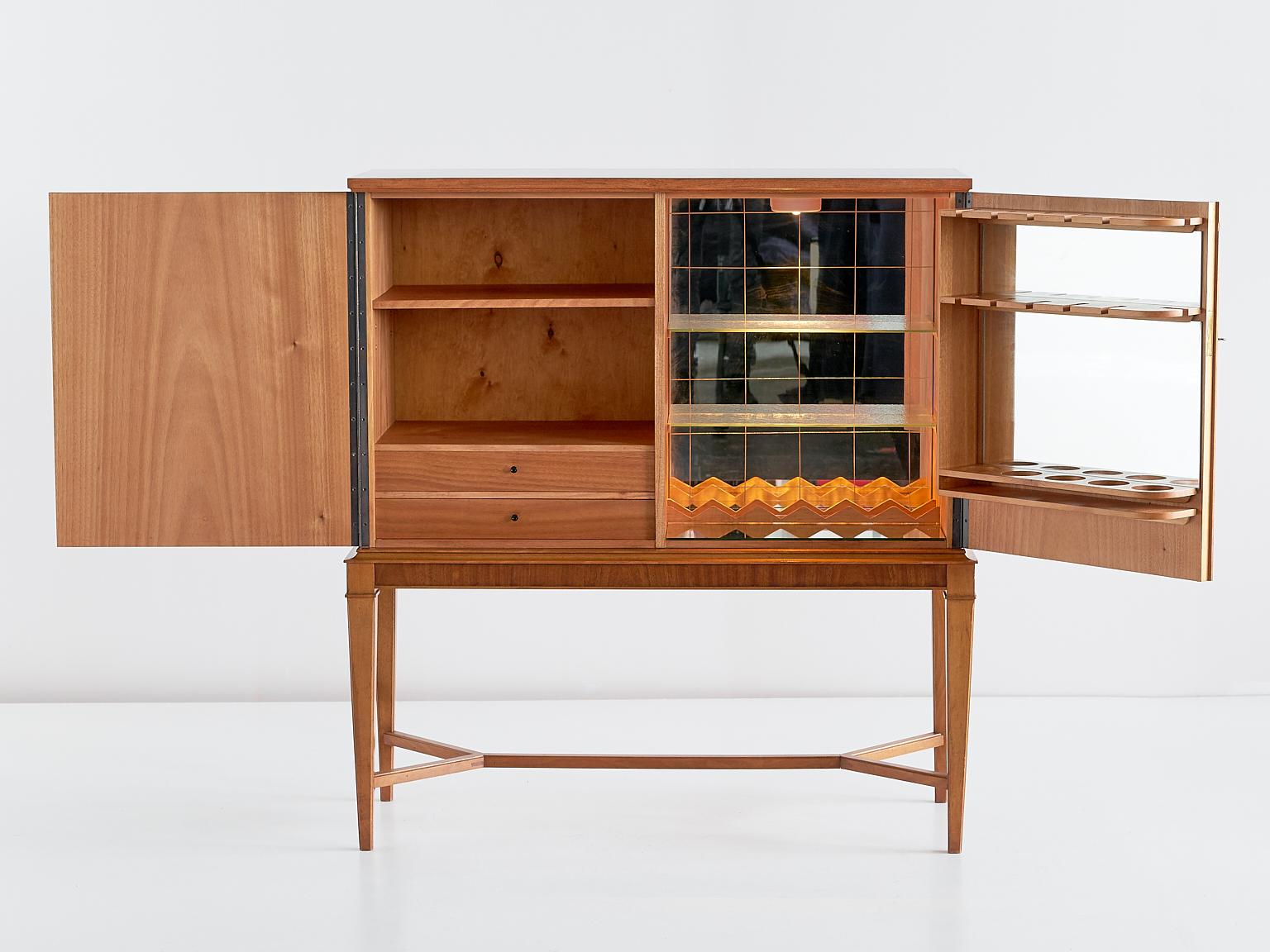 Carl-Axel Acking Attributed Bar Cabinet with Geometric Mahogany Inlay, 1940s 2