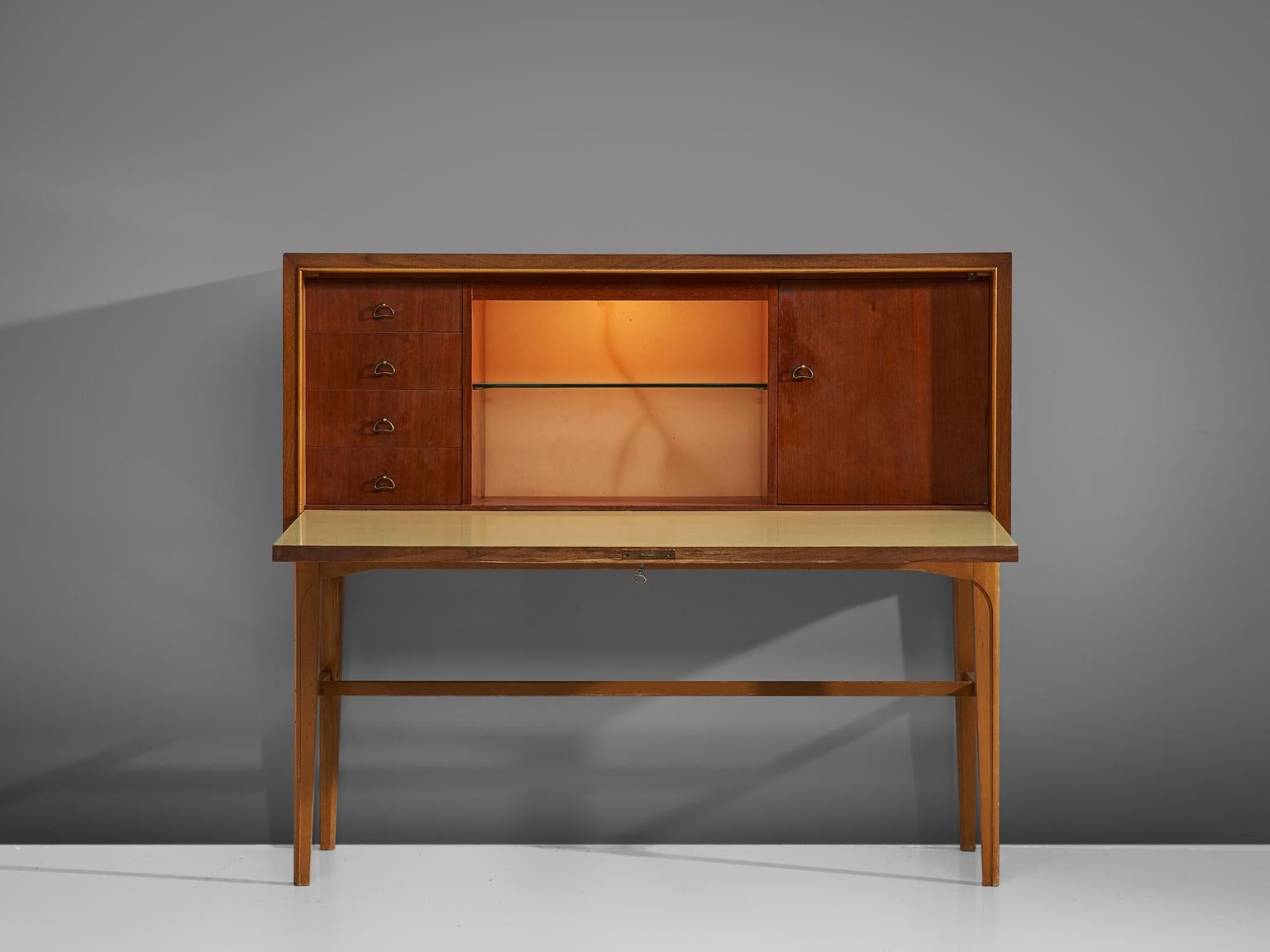 Swedish Carl-Axel Acking Cabinet in Teak with Illuminated Dry Bar