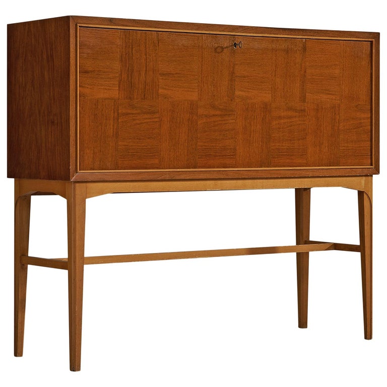 Carl-Axel Acking Cabinet in Teak with Illuminated Dry Bar For Sale