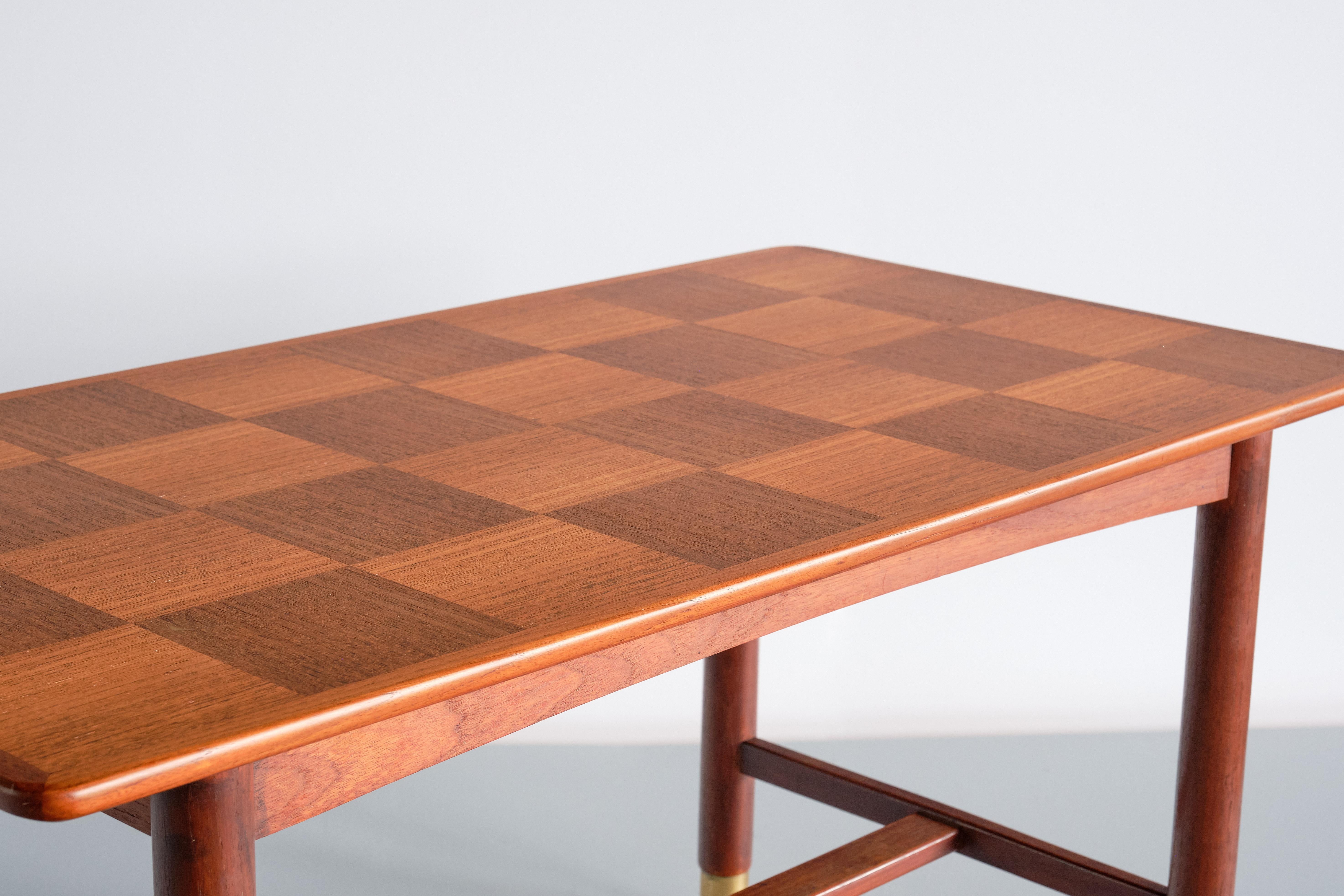Swedish Carl Axel Acking Coffee Table in Teak and Brass, SMF Bodafors, Sweden, 1950s For Sale