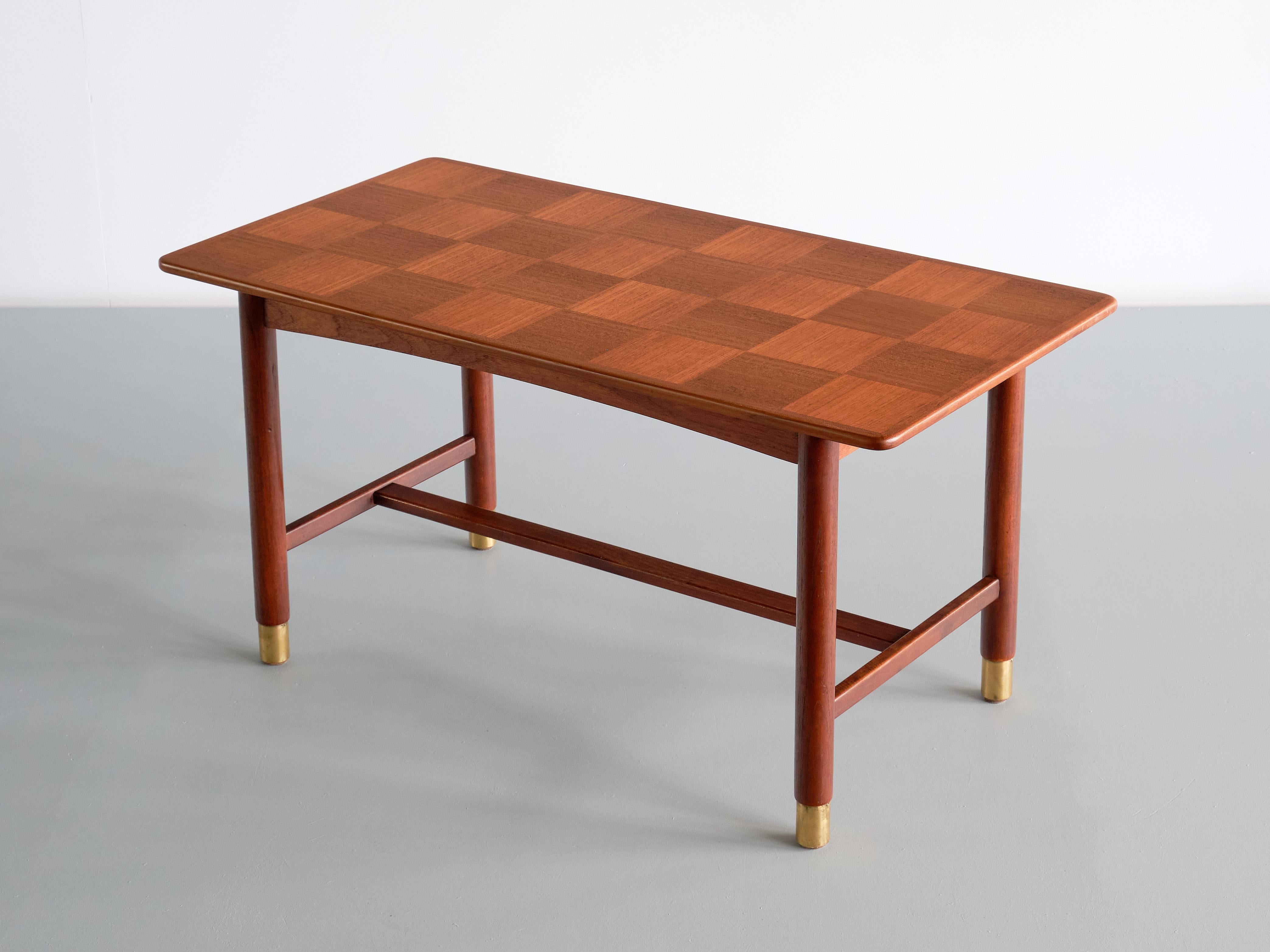 Carl Axel Acking Coffee Table in Teak and Brass, SMF Bodafors, Sweden, 1950s In Good Condition For Sale In The Hague, NL