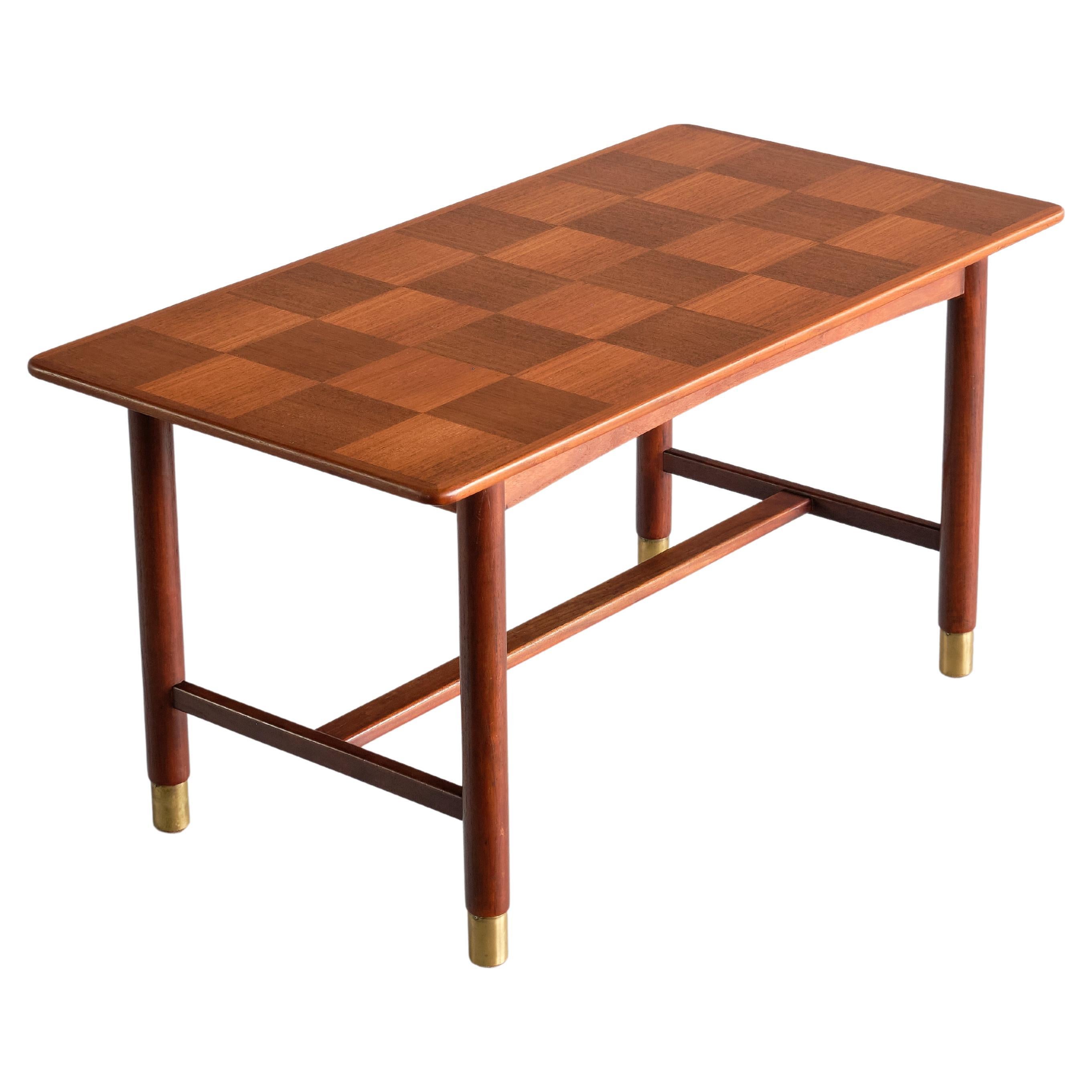 Carl Axel Acking Coffee Table in Teak and Brass, SMF Bodafors, Sweden, 1950s