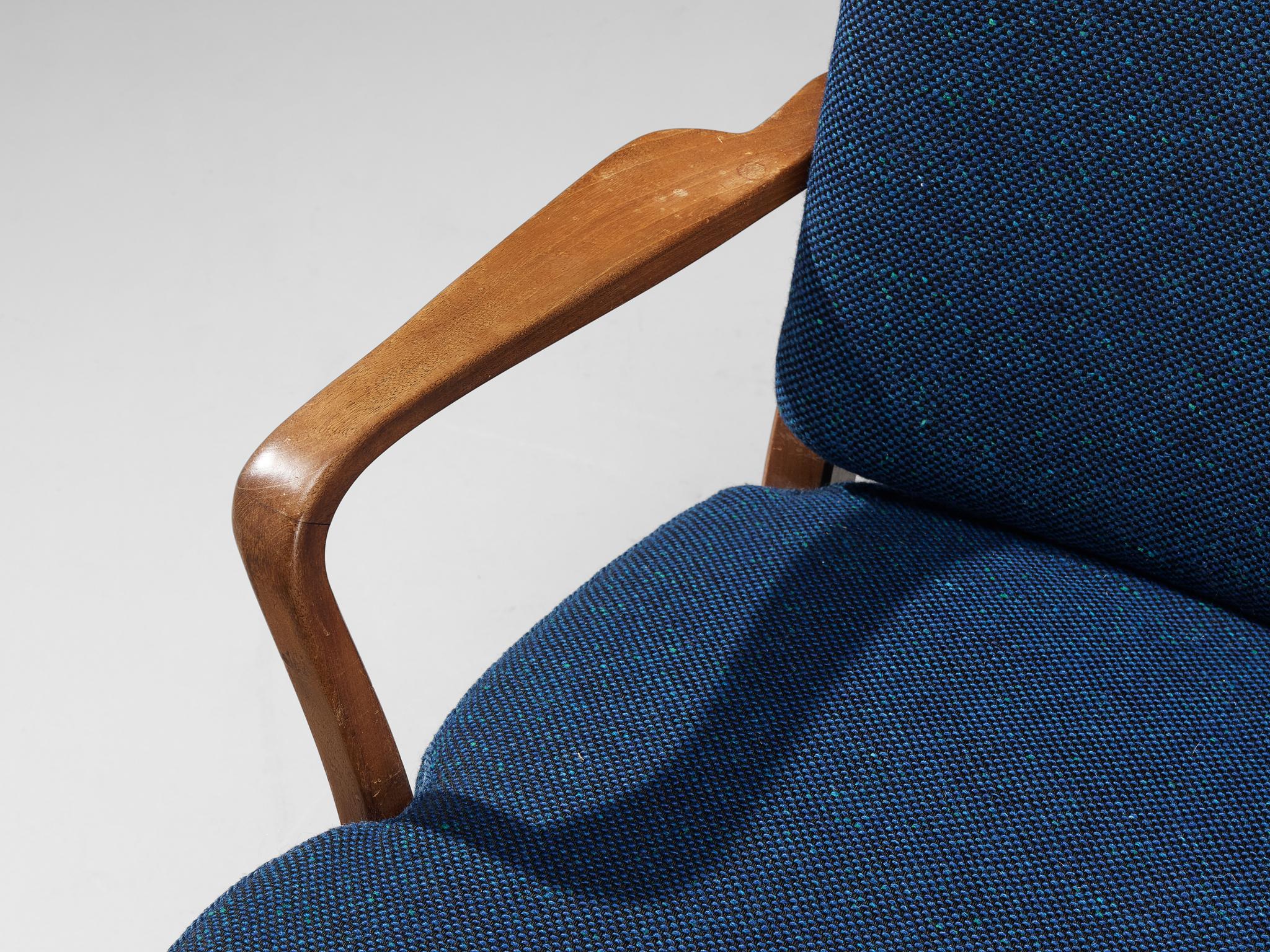 Mid-20th Century Carl-Axel Acking for Nk Hantverk Lounge Chairs in Mahogany and Wool  For Sale