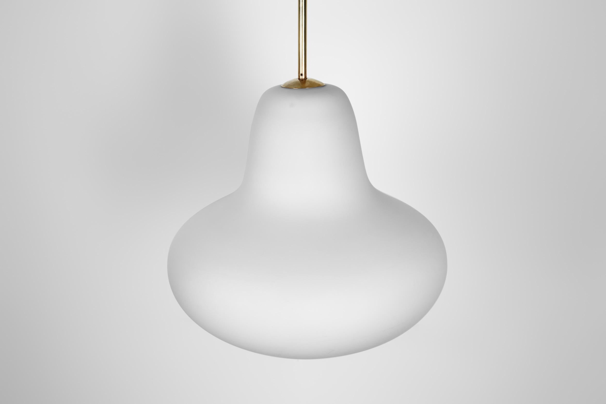 Carl-Axel Acking Opal Glass Hanging Lamp for ASEA, Sweden ca 1940s For Sale 5