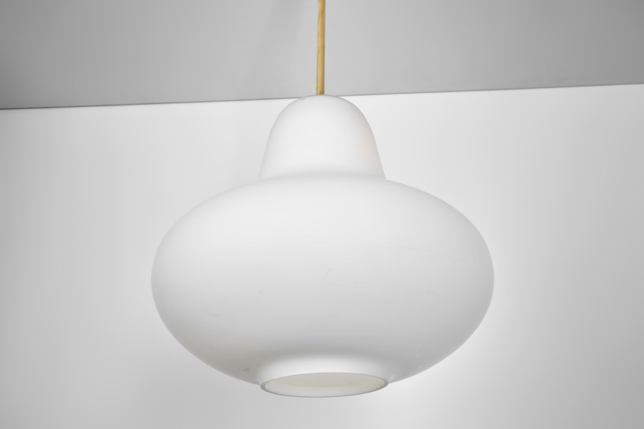 Carl-Axel Acking Opal Glass Hanging Lamp for ASEA, Sweden ca 1940s For Sale 6
