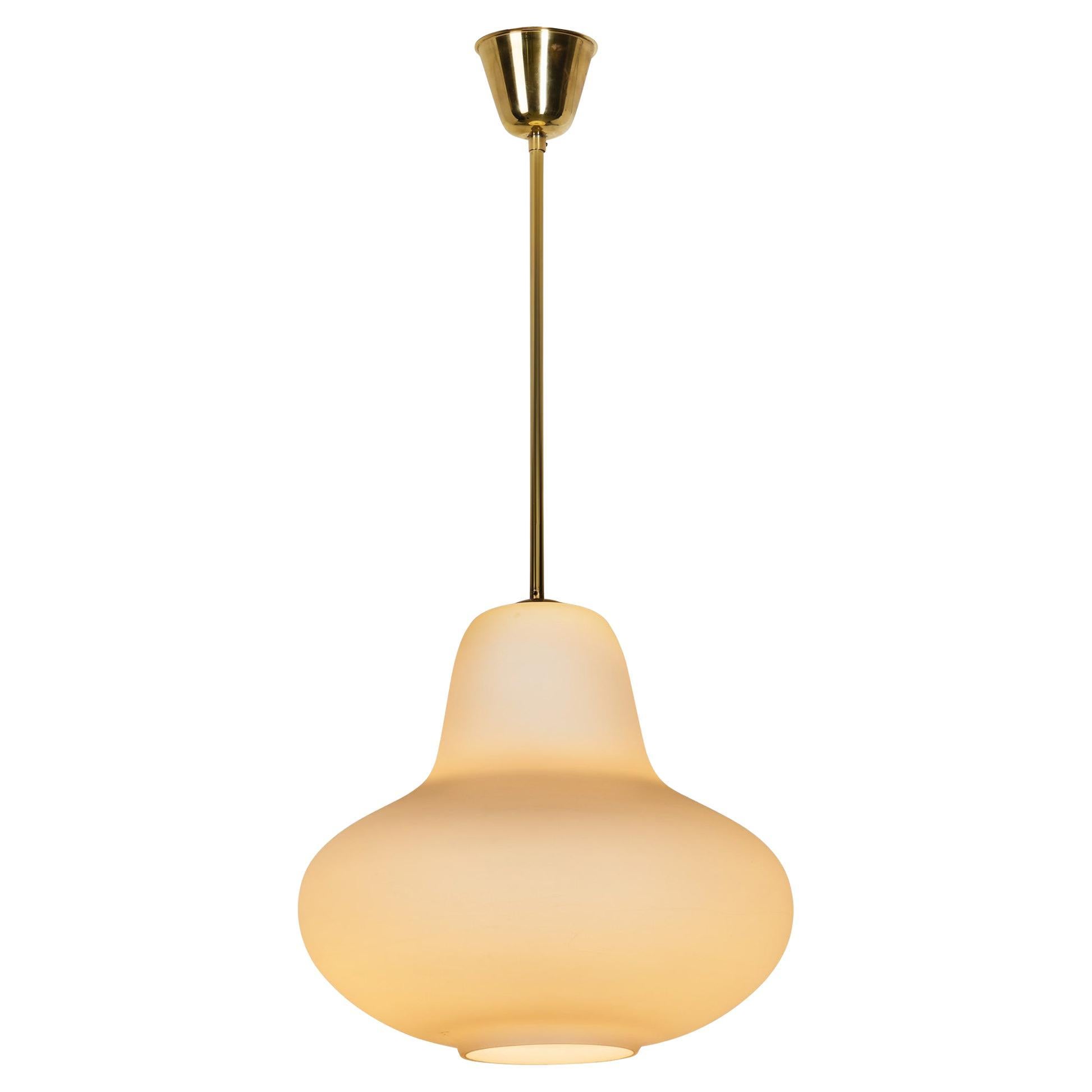 Carl-Axel Acking Opal Glass Hanging Lamp for ASEA, Sweden ca 1940s For Sale