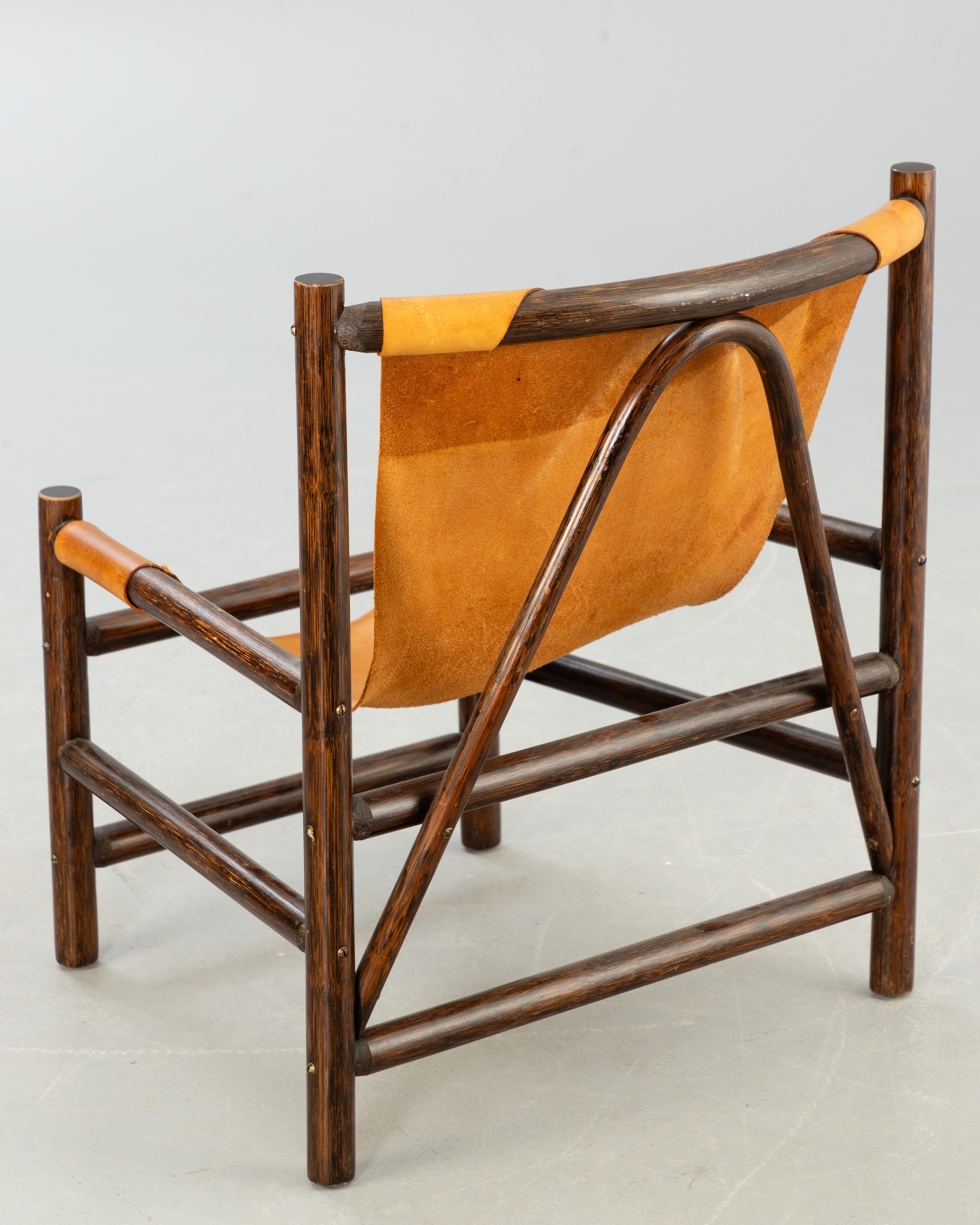 Mid-Century Modern Carl Axel Acking style armchair wood and leather Sweden 1960 For Sale