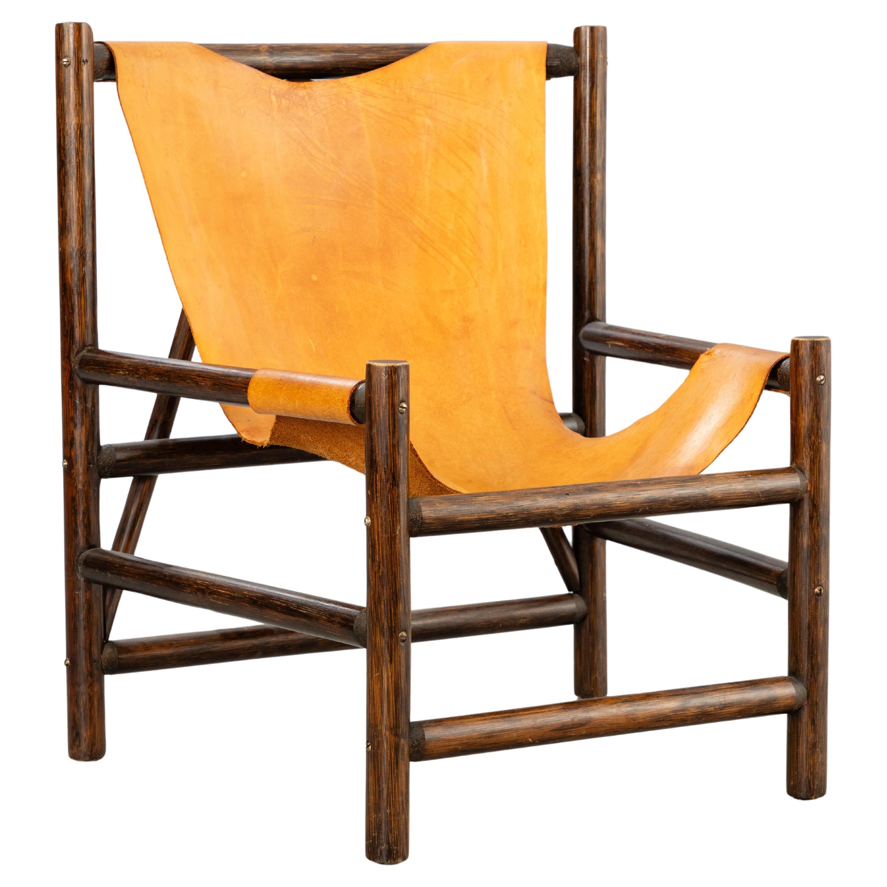 Carl Axel Acking style armchair wood and leather Sweden 1960 For Sale