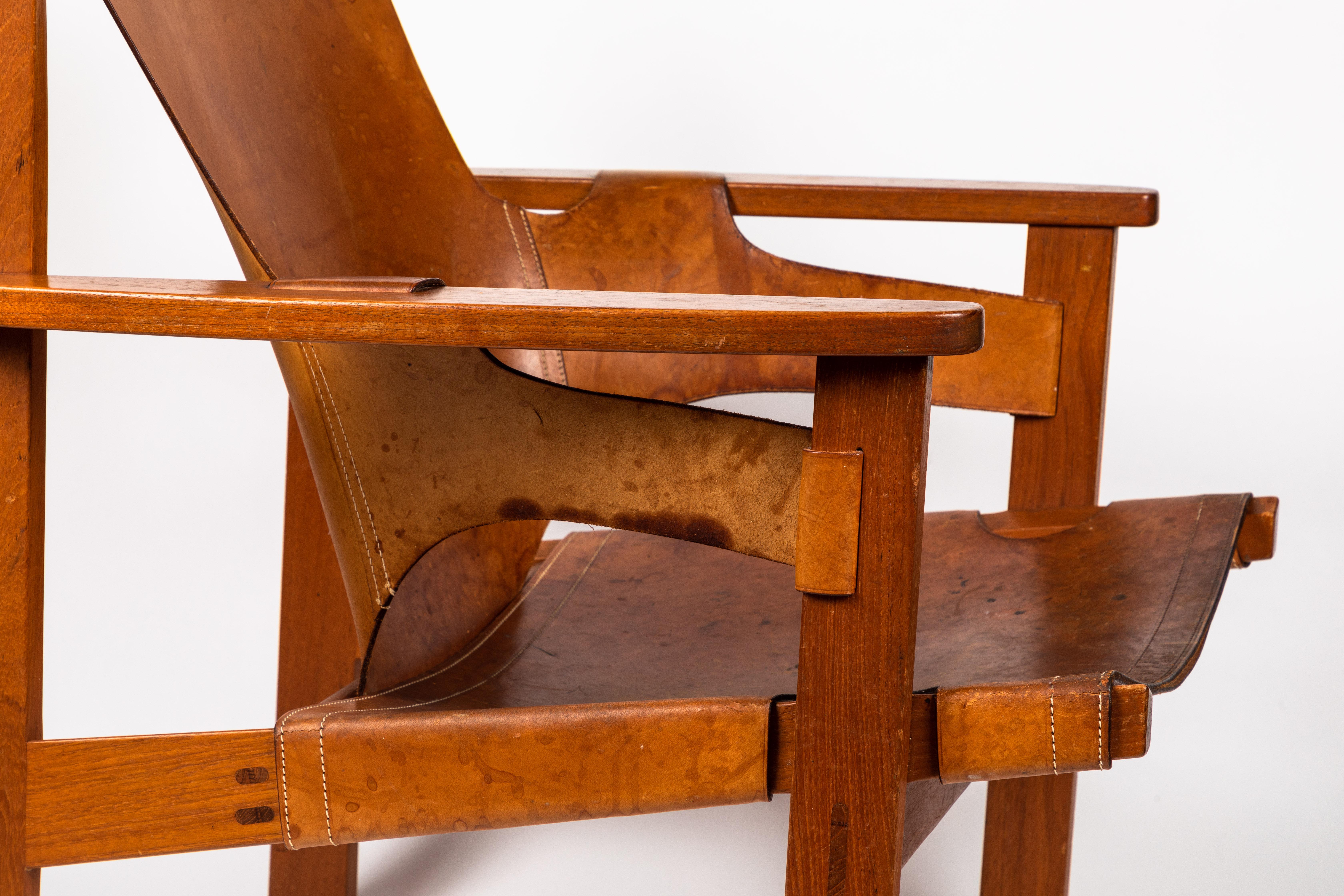 Carl Axel Acking 'Trienna' Chair in Patinated Brown Leather, circa 1957 5