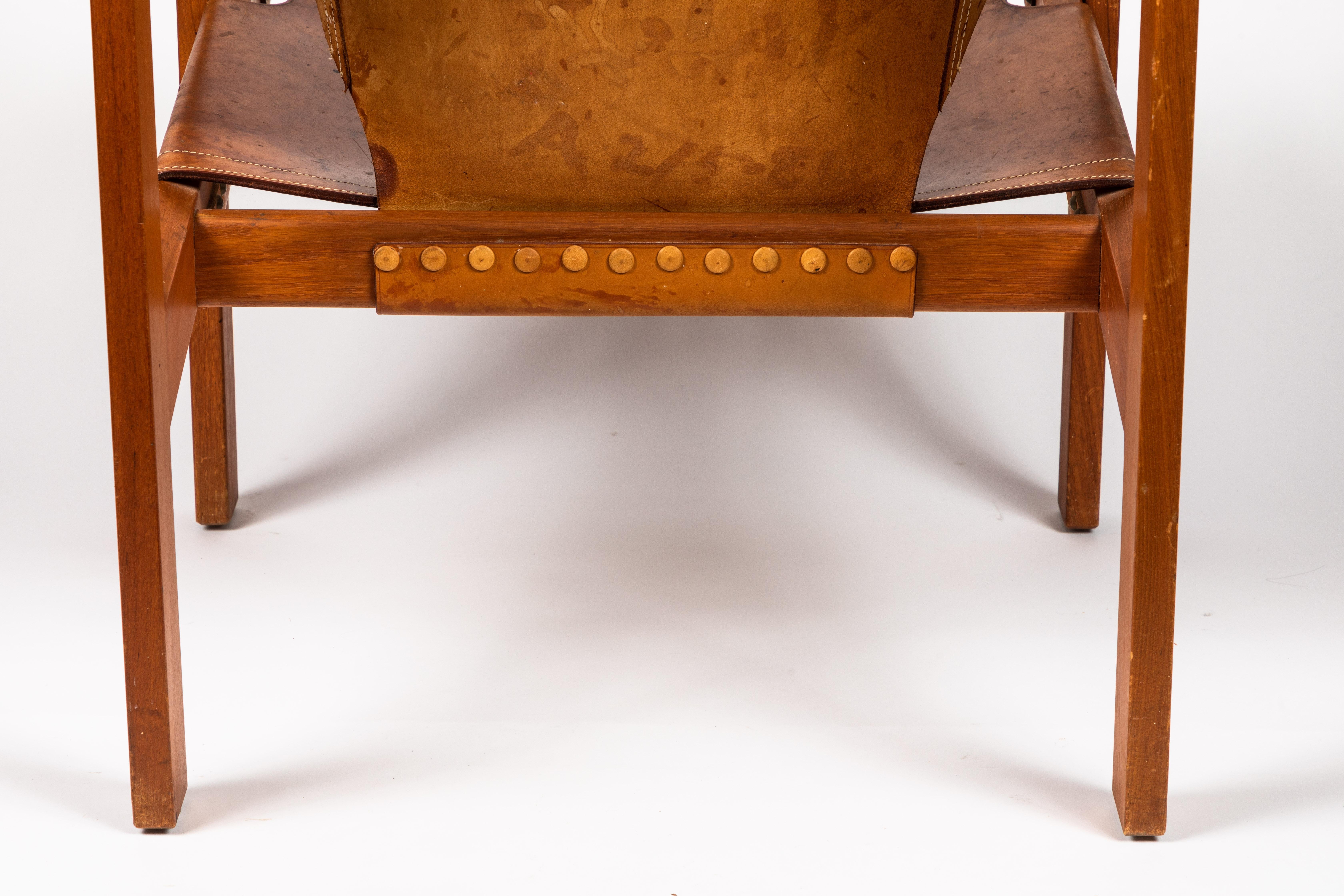 Carl Axel Acking 'Trienna' Chair in Patinated Brown Leather, circa 1957 9