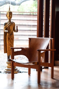 Carl Axel Acking 'Trienna' Chair in Patinated Brown Leather, circa 1957