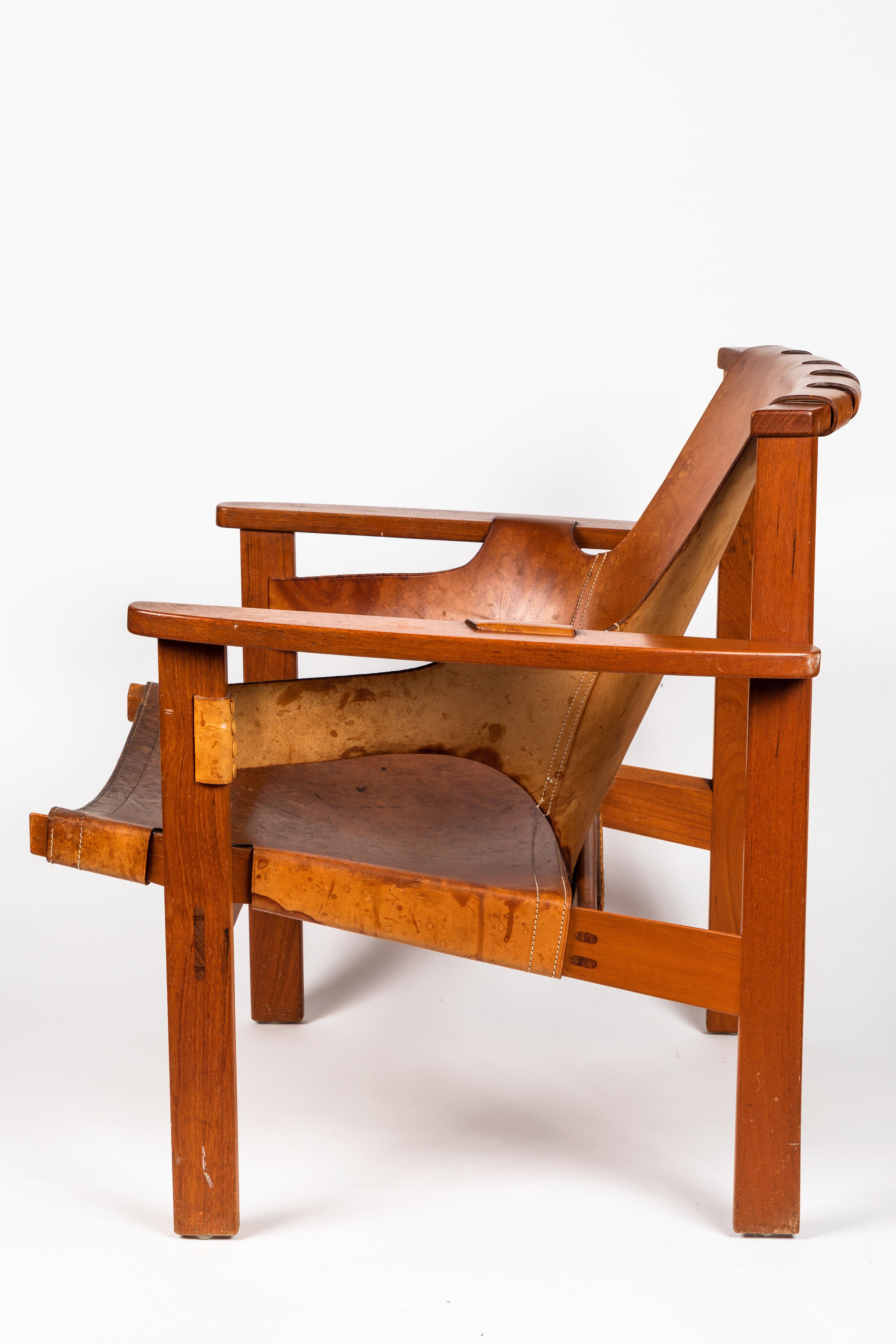 Carl Axel Acking 'Trienna' Chair in Patinated Brown Leather, circa 1957 1