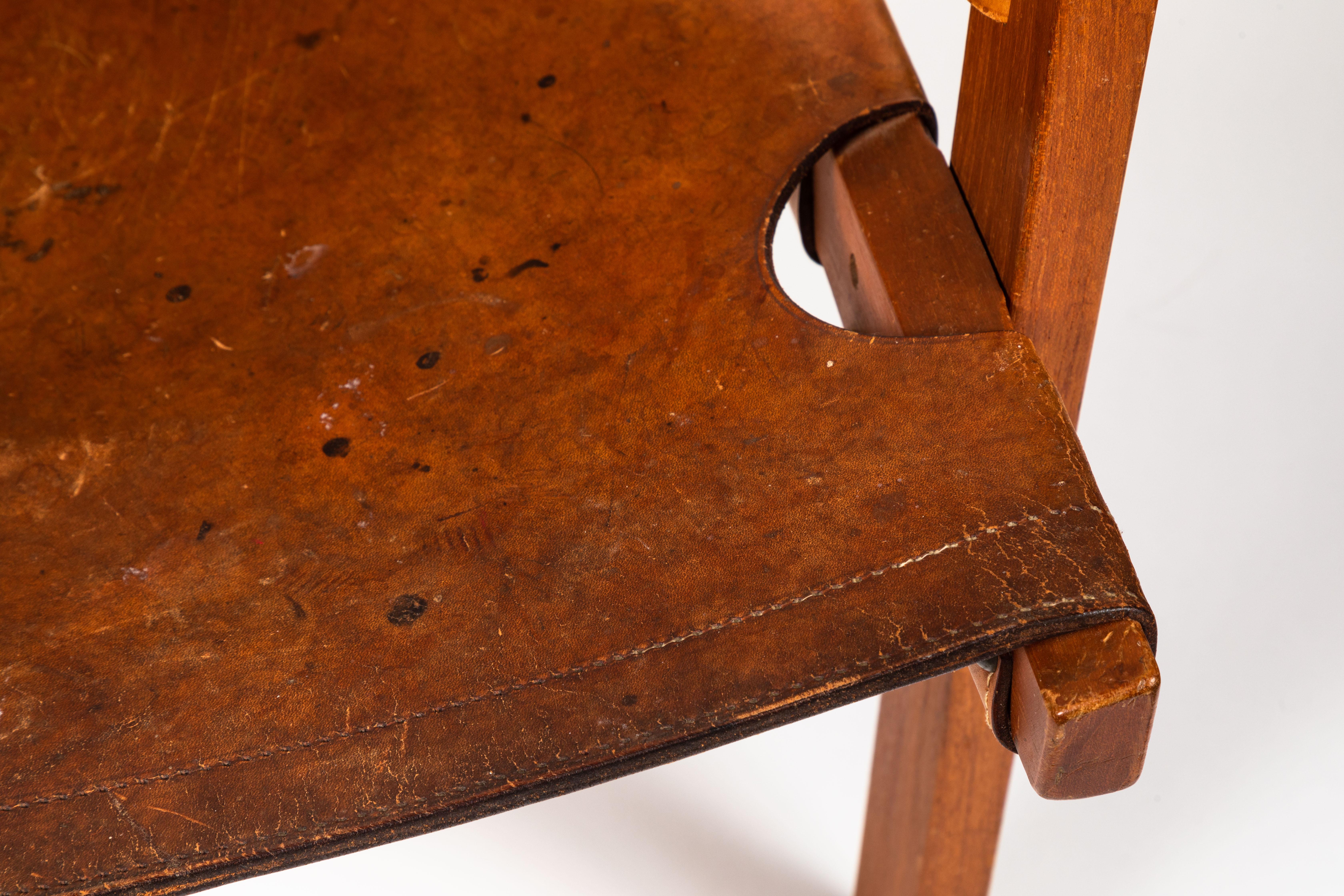 Carl Axel Acking 'Trienna' Chair in Patinated Brown Leather, circa 1957 2