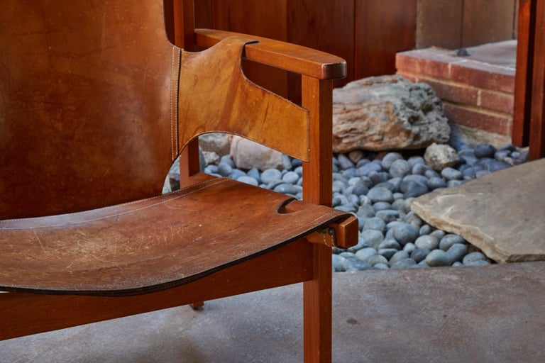 Carl Axel Acking 'Trienna' Chair in Patinated Brown Leather, circa 1957 4