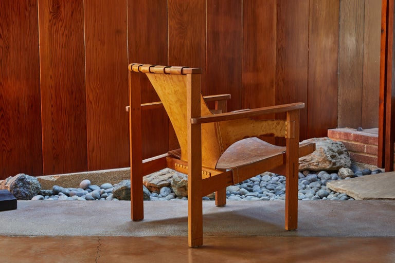 Carl Axel Acking 'Trienna' Chair in Patinated Brown Leather, circa 1957 1