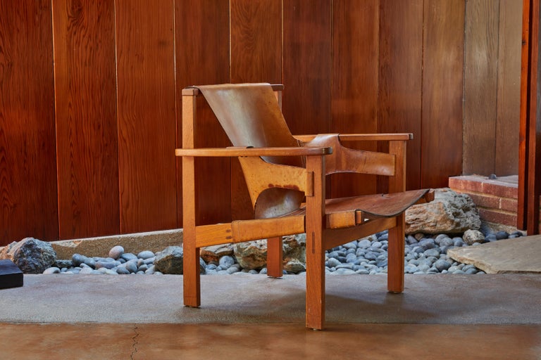 Carl Axel Acking 'Trienna' Chair in Patinated Brown Leather, circa 1957 2