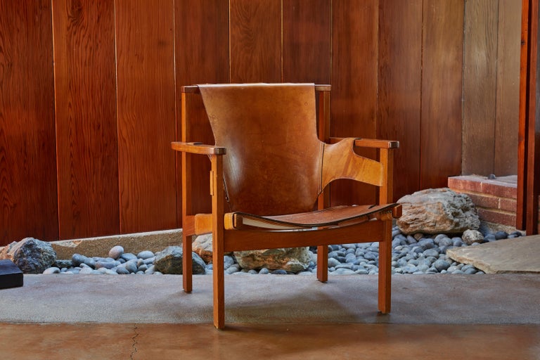 Carl Axel Acking 'Trienna' Chair in Patinated Brown Leather, circa 1957 3