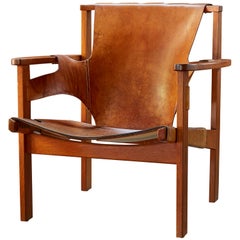 Carl Axel Acking 'Trienna' Chair in Patinated Brown Leather, circa 1957