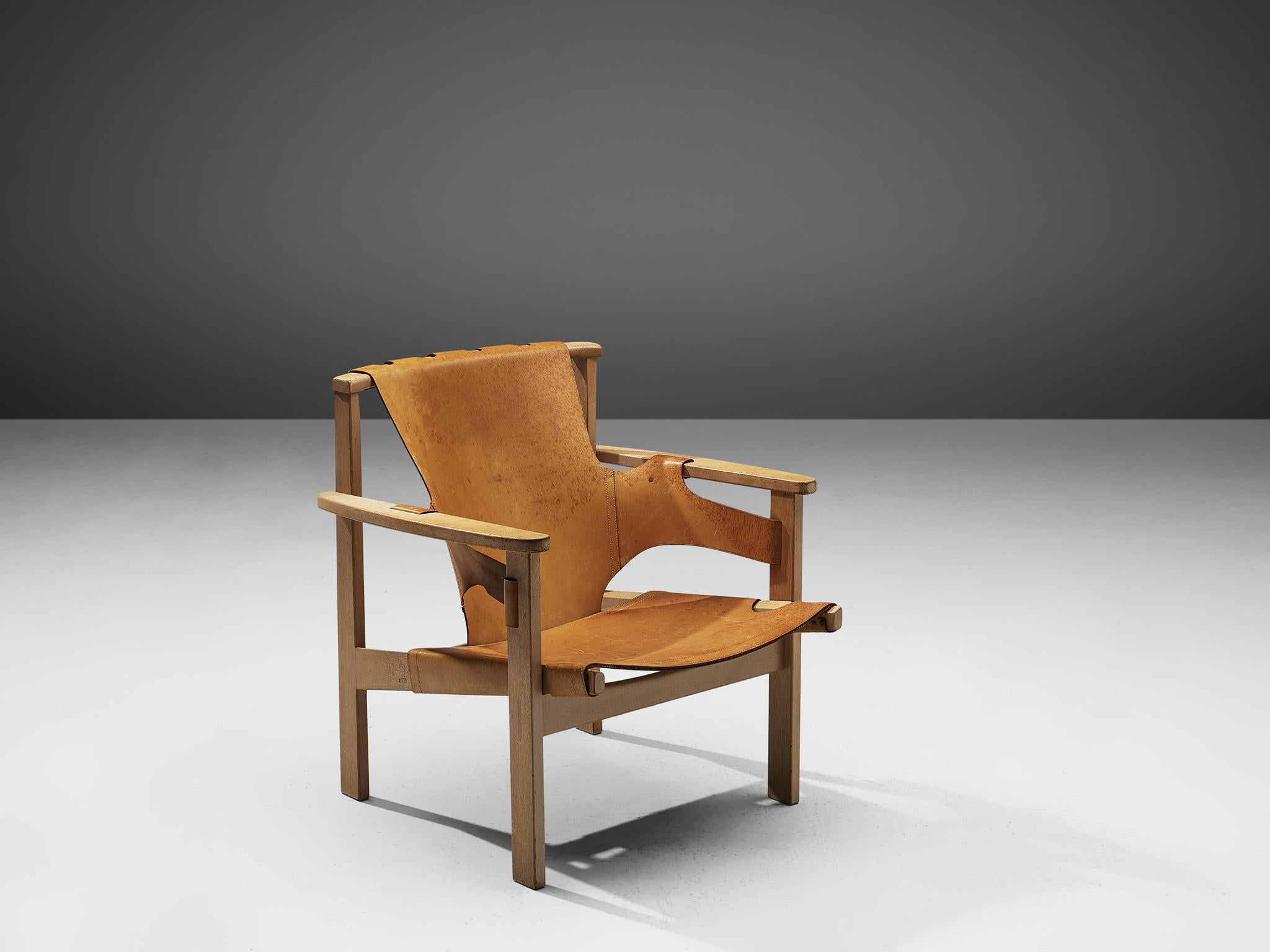 Mid-Century Modern Carl-Axel Acking 'Trienna' Chair in Patinated Cognac Leather