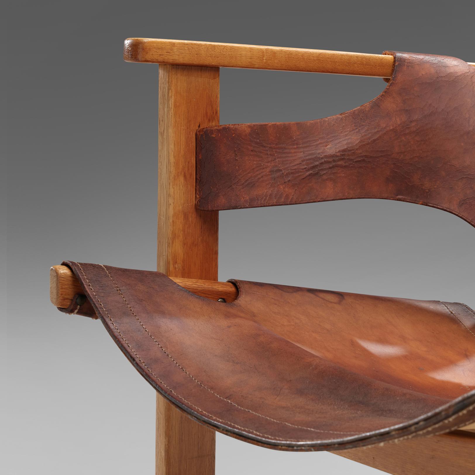 Carl Axel Acking 'Trienna' Chairs in Patinated Brown Leather 4